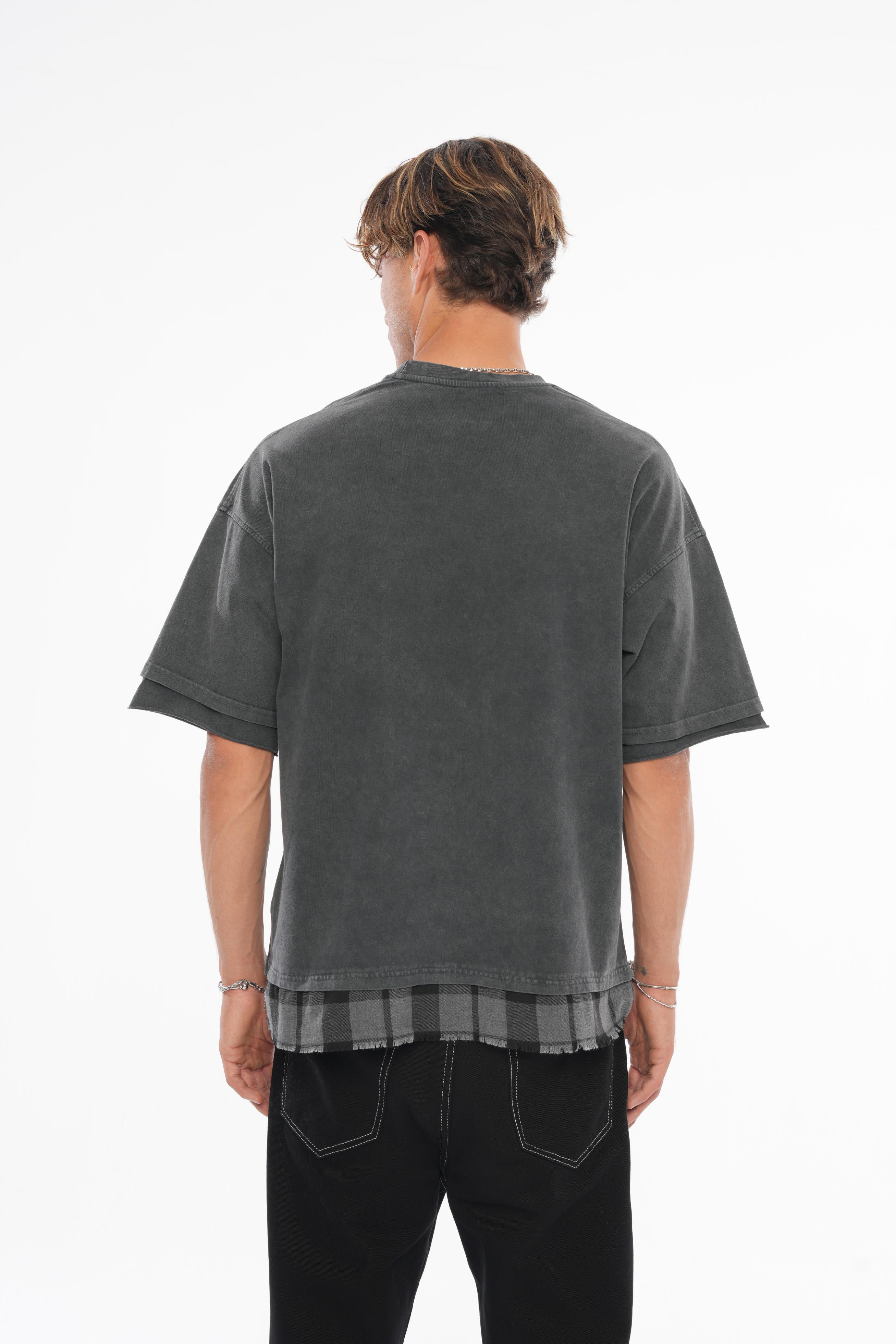 Etek Detaylı Oversize T-shirt - Füme