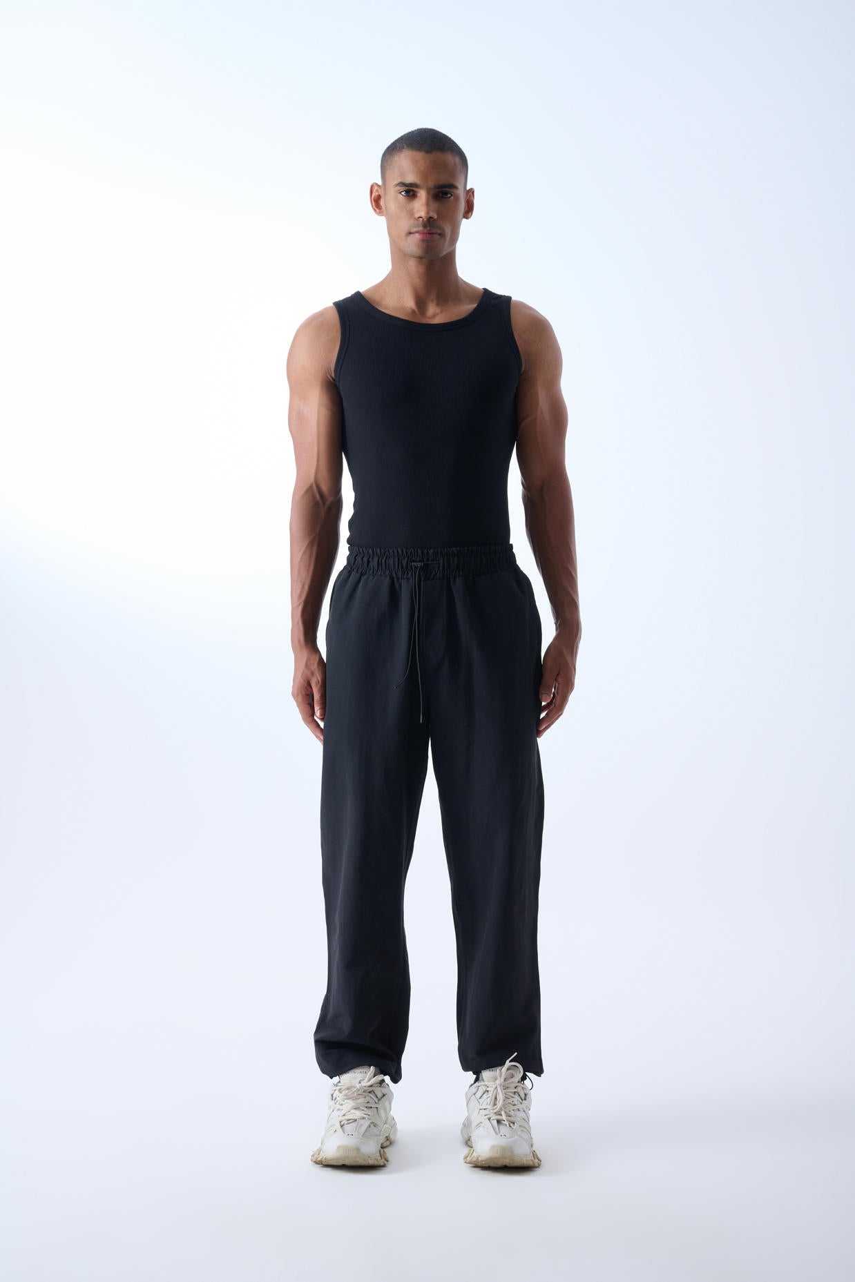 Kargo Cepli Paraşüt Kumaş Jogger Pantolon -  Siyah