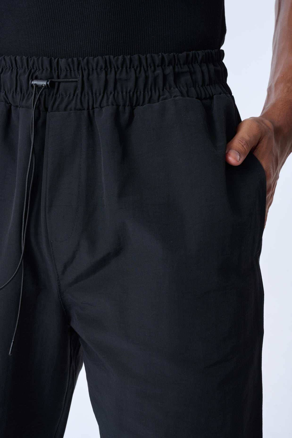 Kargo Cepli Paraşüt Kumaş Jogger Pantolon -  Siyah