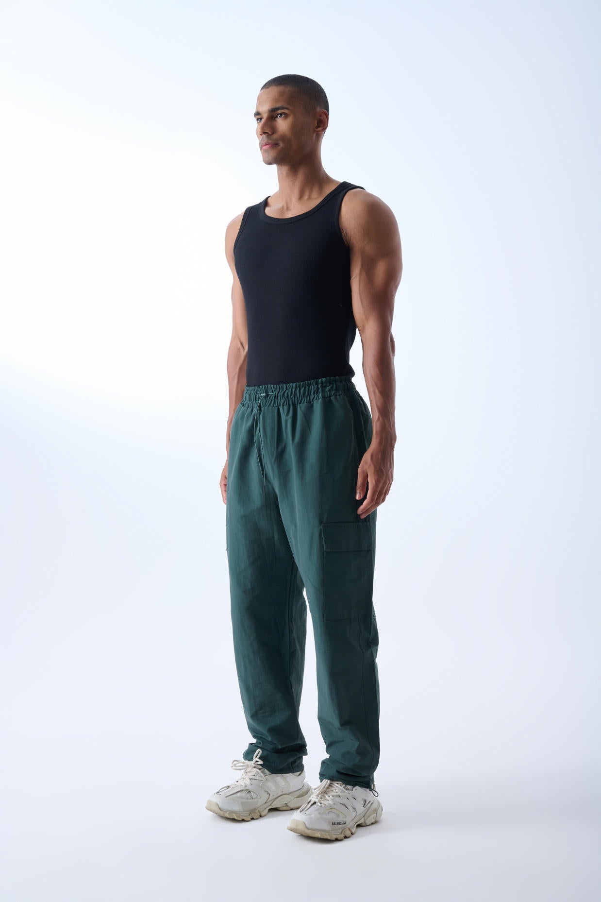 Kargo Cepli Paraşüt Kumaş Jogger Pantolon -  Petrol Yeşili