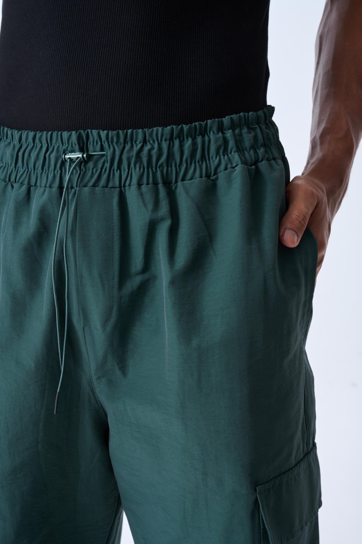 Kargo Cepli Paraşüt Kumaş Jogger Pantolon -  Petrol Yeşili