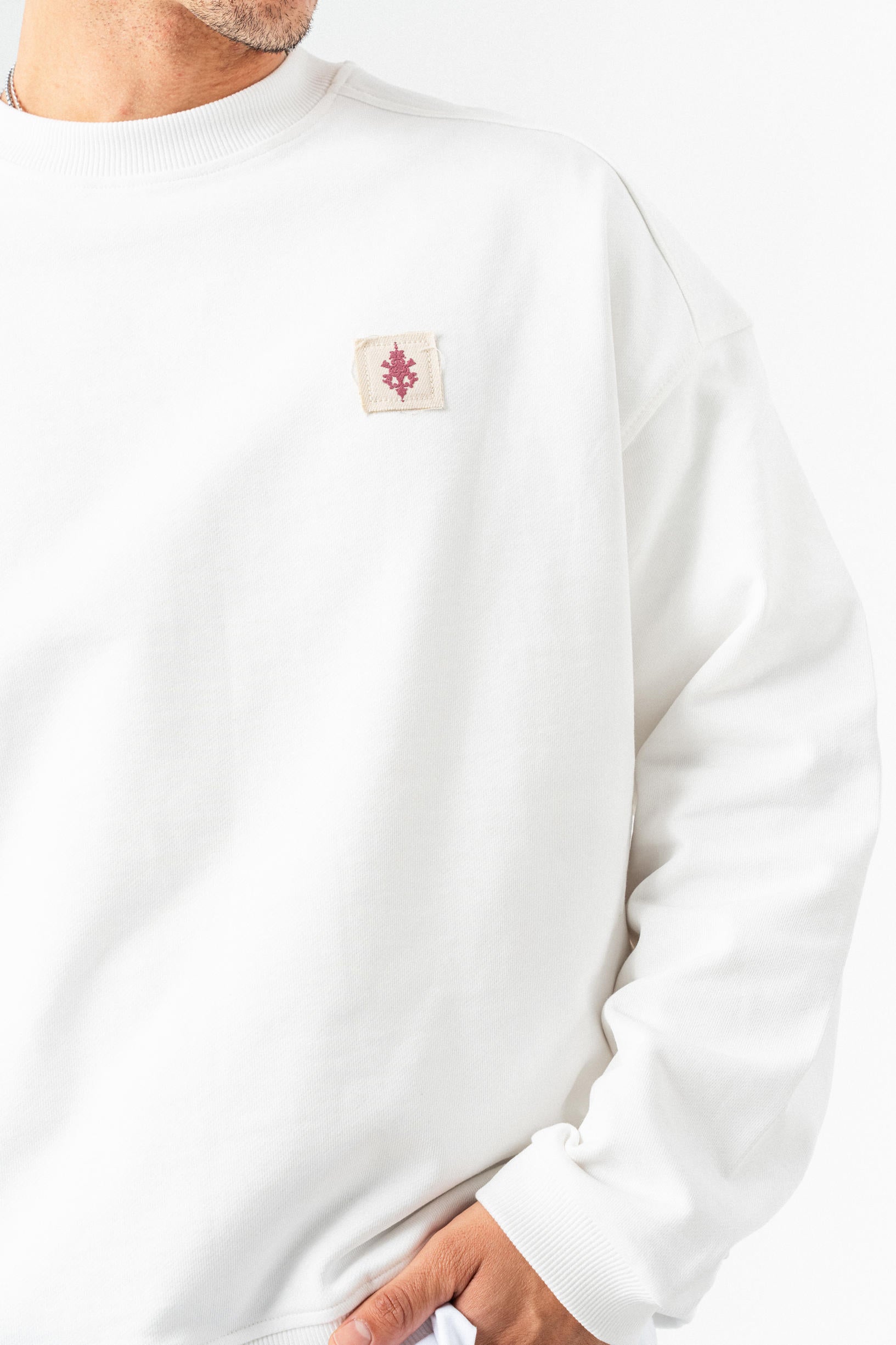 Patch Detaylı Oversize Sweatshirt - Ekru