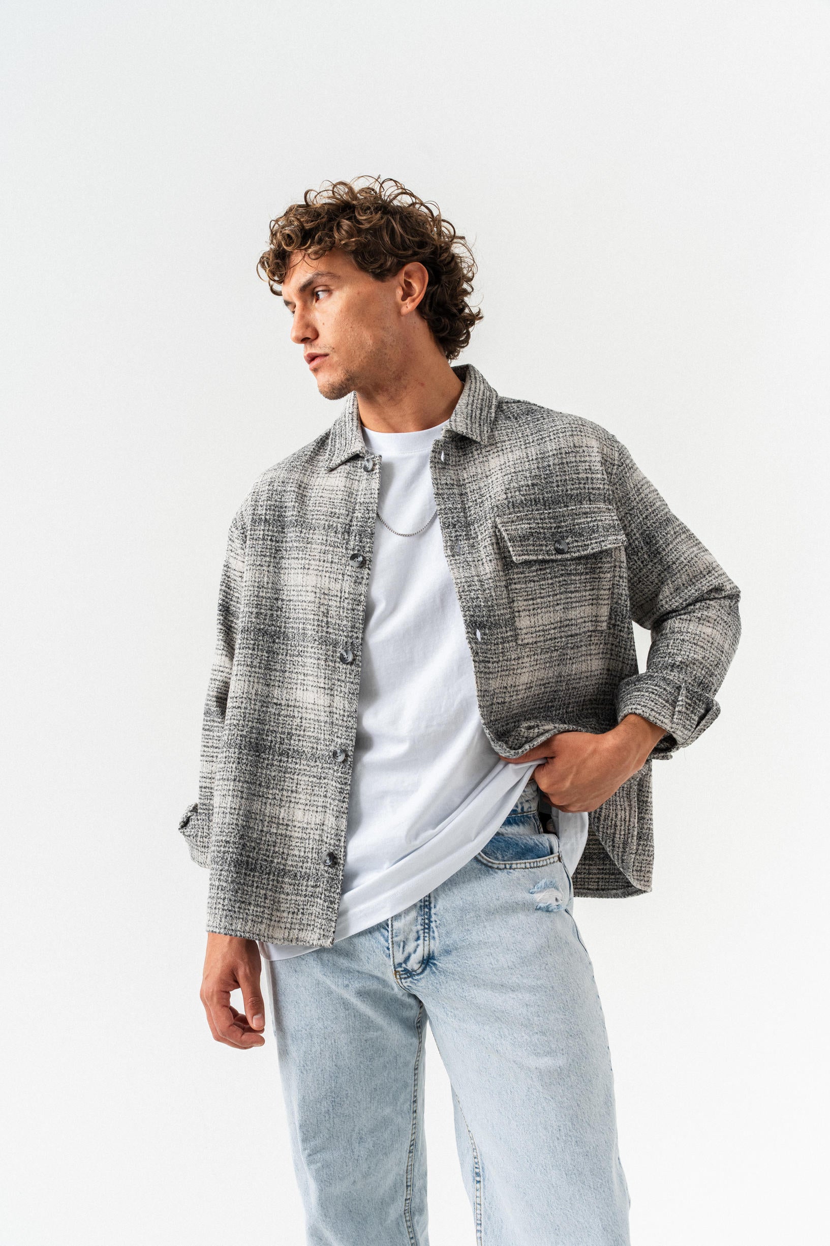 Kırçıllı Oduncu Gömlek Ceket - Gri