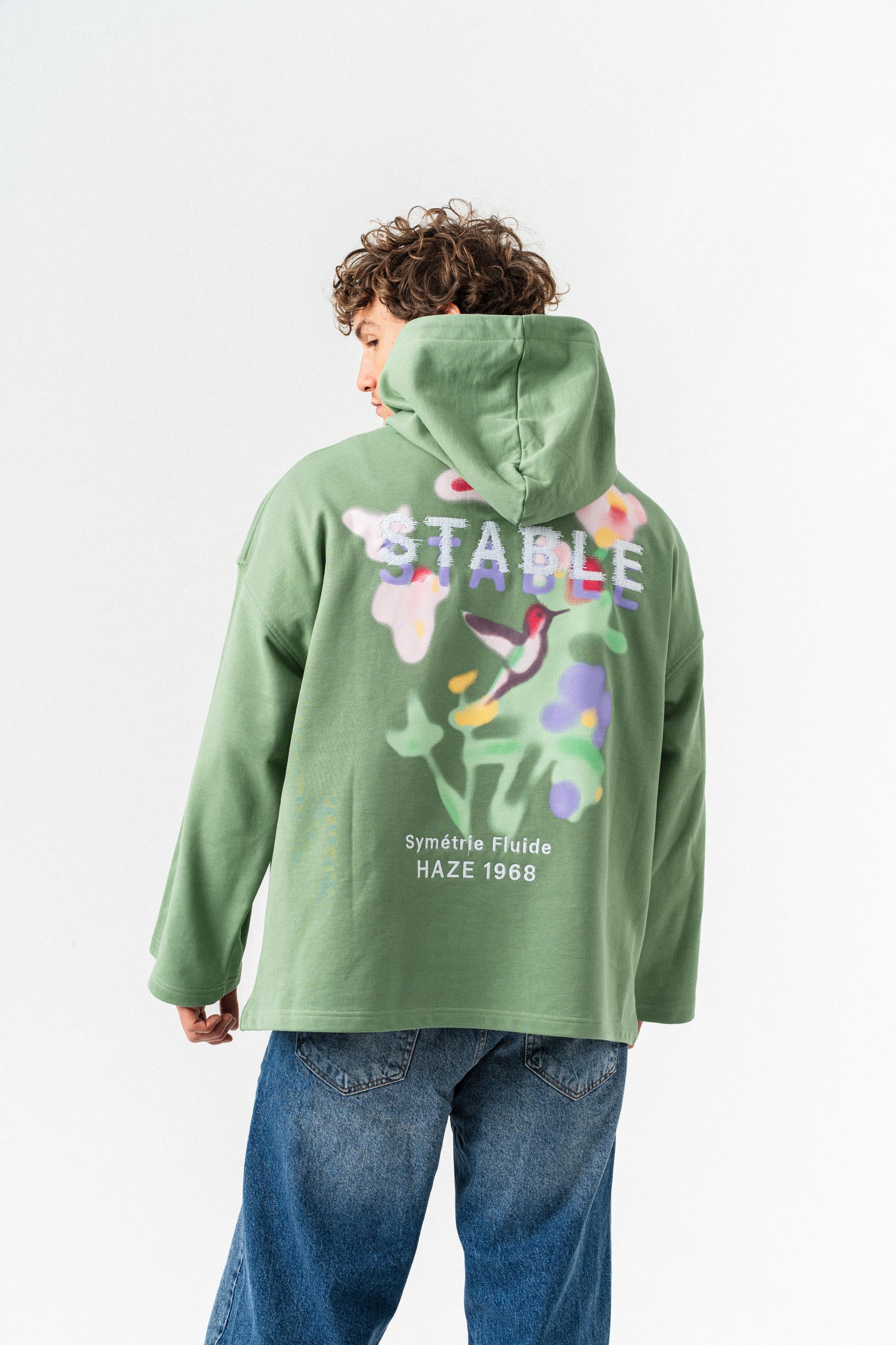 Stable Kapüşonlu Oversize Sweatshirt - Yeşil