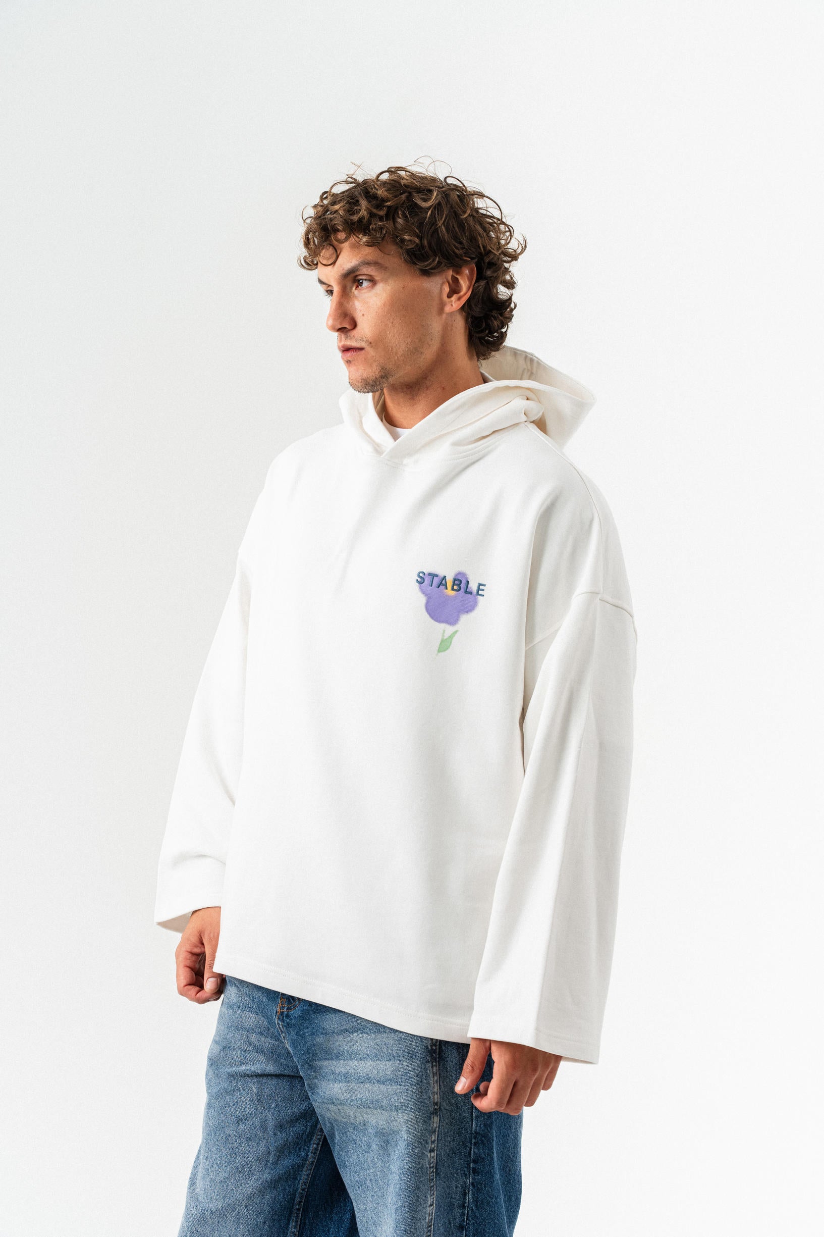 Stable Kapüşonlu Oversize Sweatshirt - Ekru