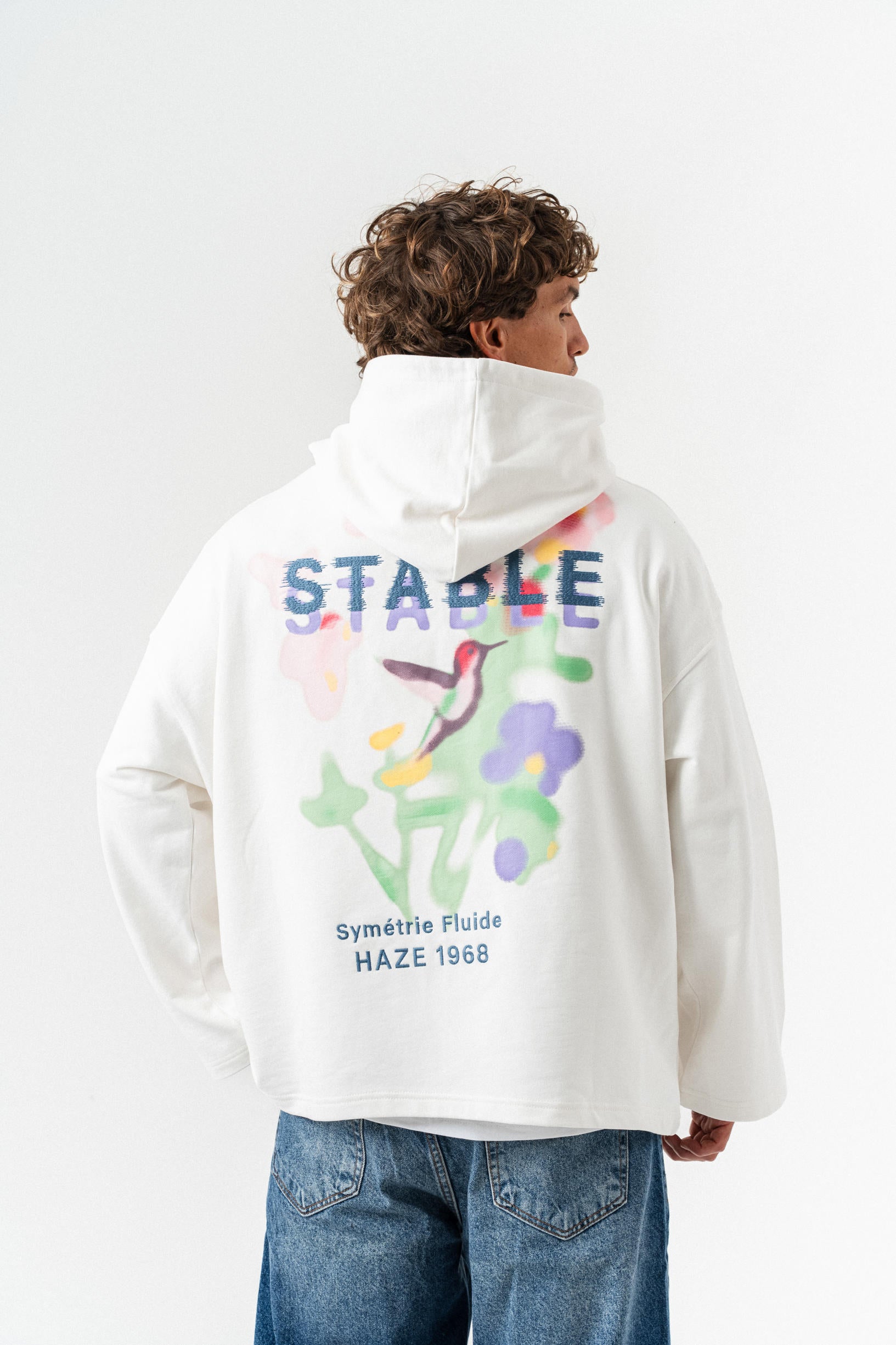 Stable Kapüşonlu Oversize Sweatshirt - Ekru