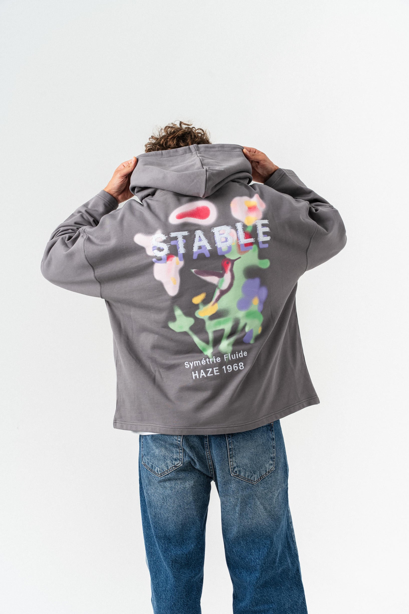 Stable Kapüşonlu Oversize Sweatshirt - Füme