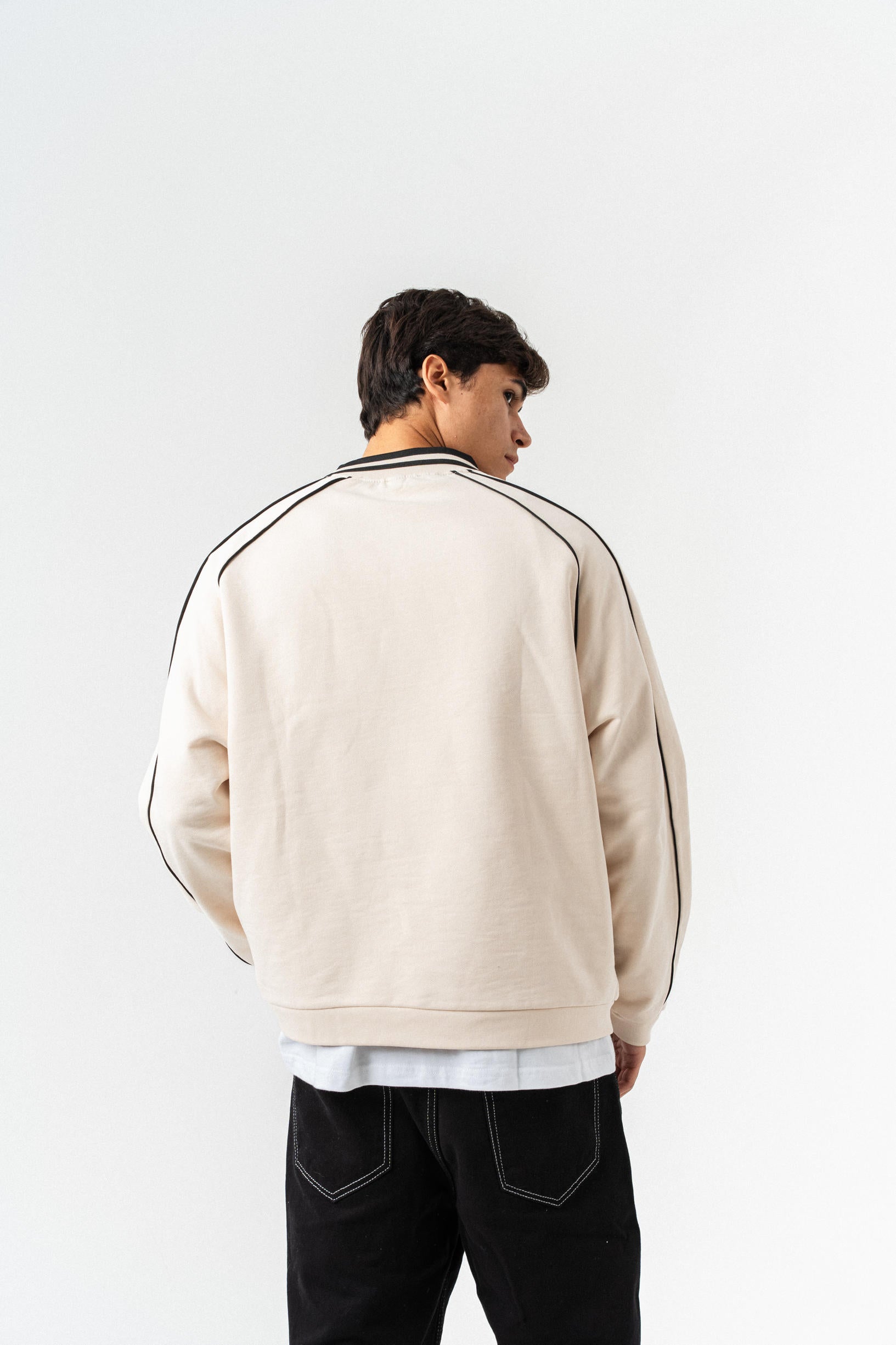 Polo Yaka Oversize Sweatshirt - Kemik