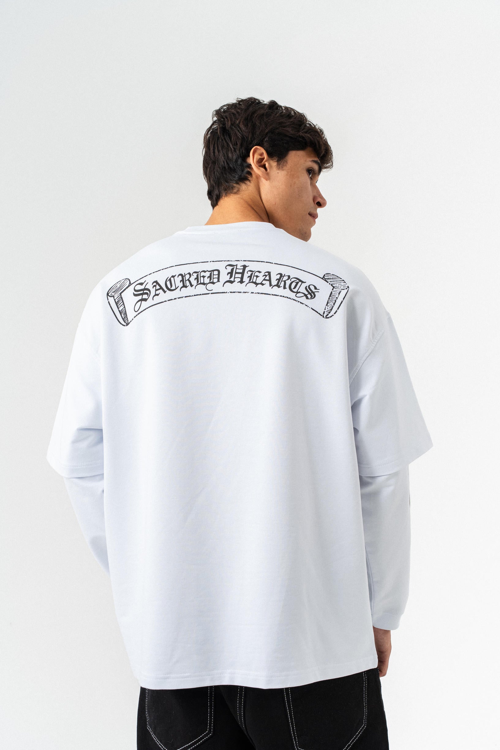 Kol Detaylı Oversize Sweatshirt - Beyaz