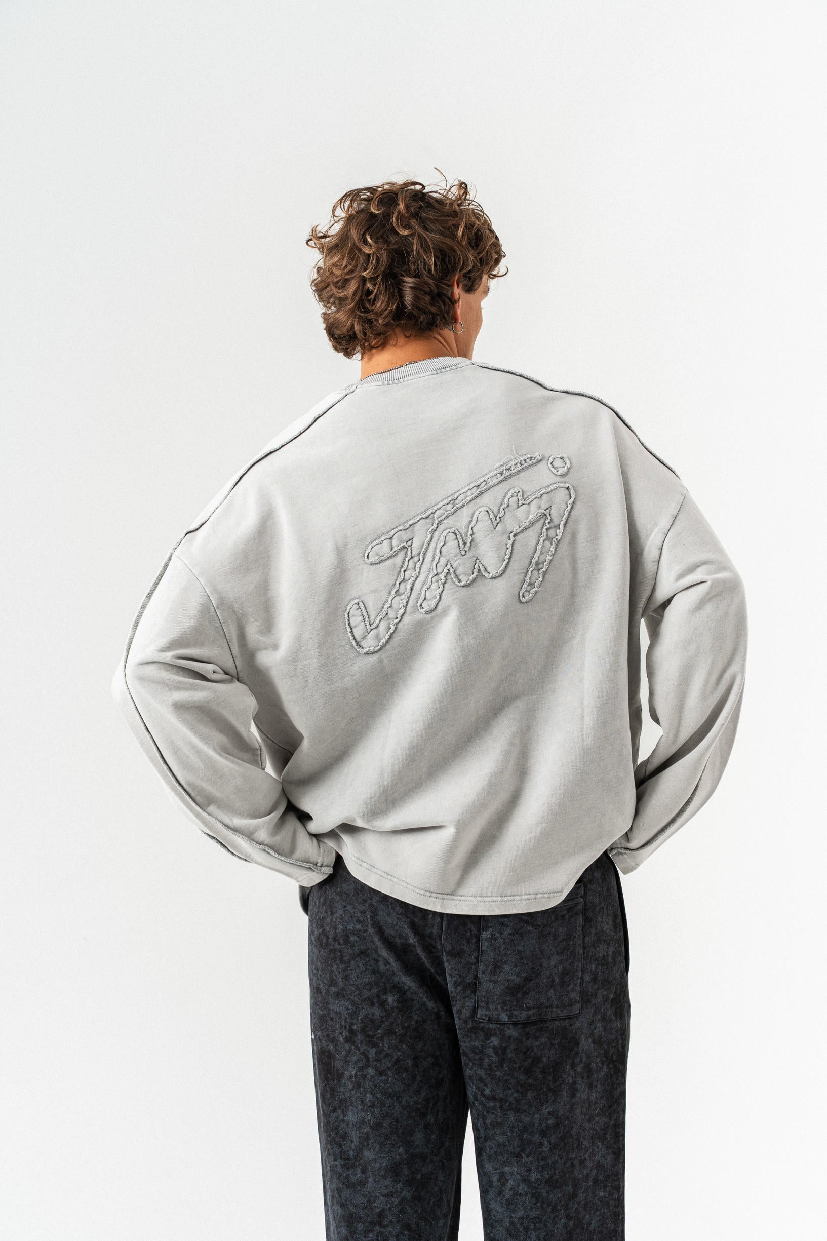 JNVJ Yıkamalı Oversize Sweatshirt - Gri