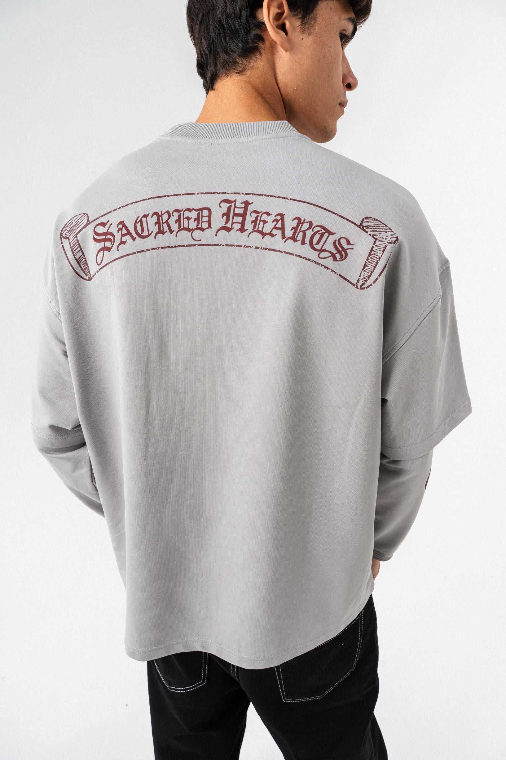 Kol Detaylı Oversize Sweatshirt - Gri