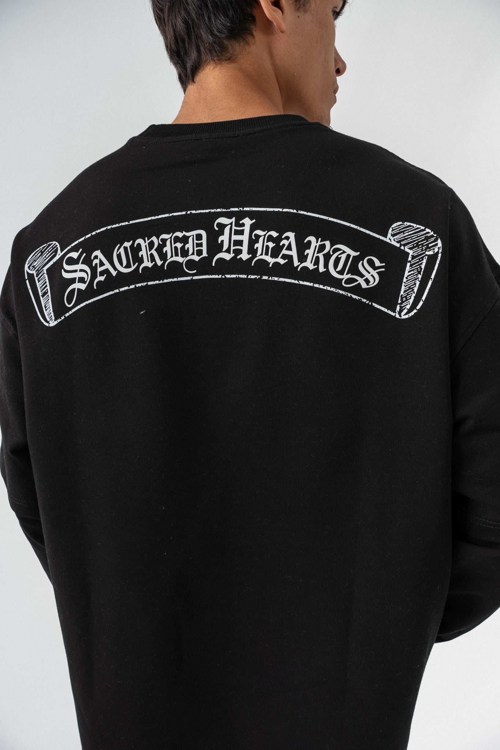 Kol Detaylı Oversize Sweatshirt - Siyah