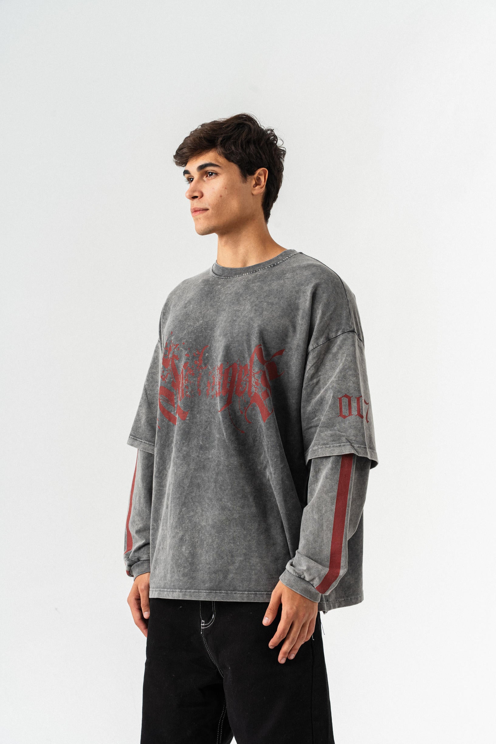 Kol Detaylı Yıkamalı Oversize Sweatshirt - Antrasit