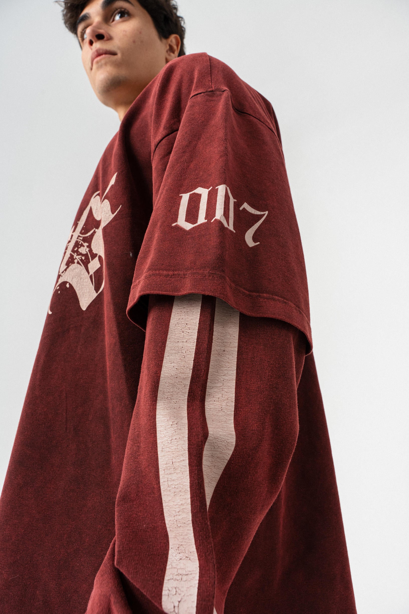 Kol Detaylı Yıkamalı Oversize Sweatshirt - Bordo