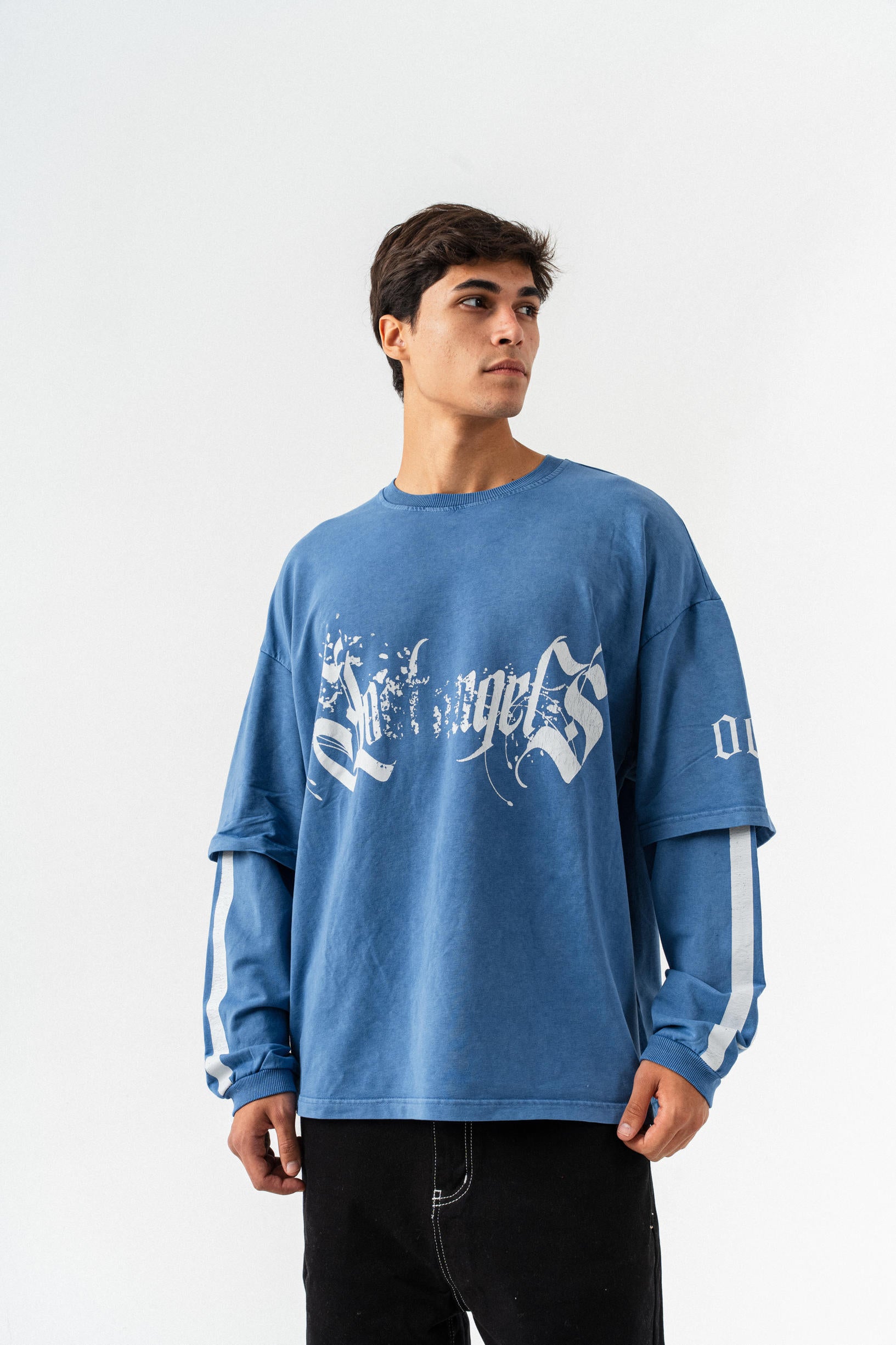 Kol Detaylı Yıkamalı Oversize Sweatshirt - İndigo