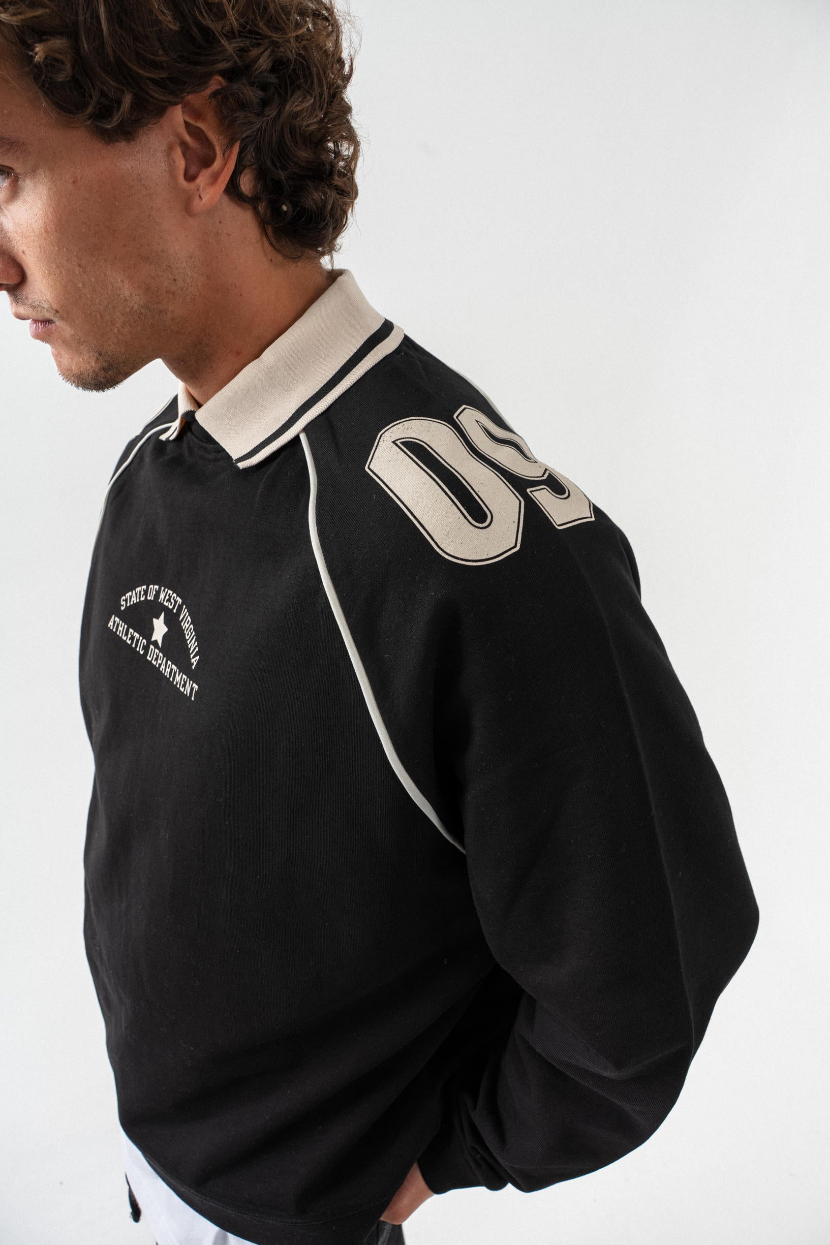 09 Polo Yaka Oversize Sweatshirt - Siyah