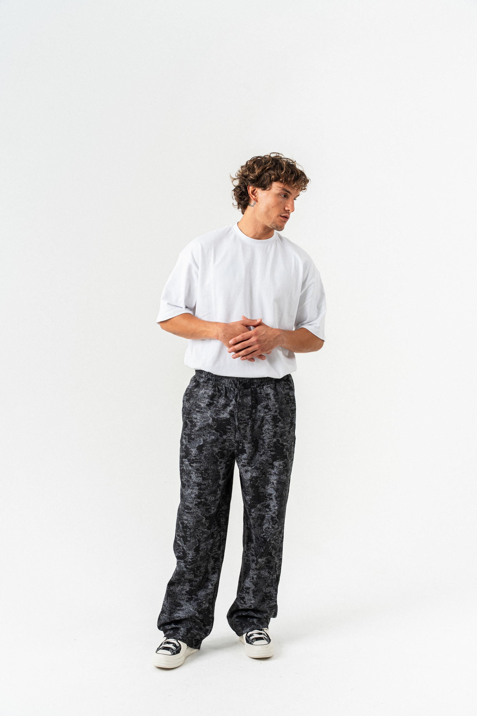 Jakar Kumaş Baggy Pantolon - Siyah