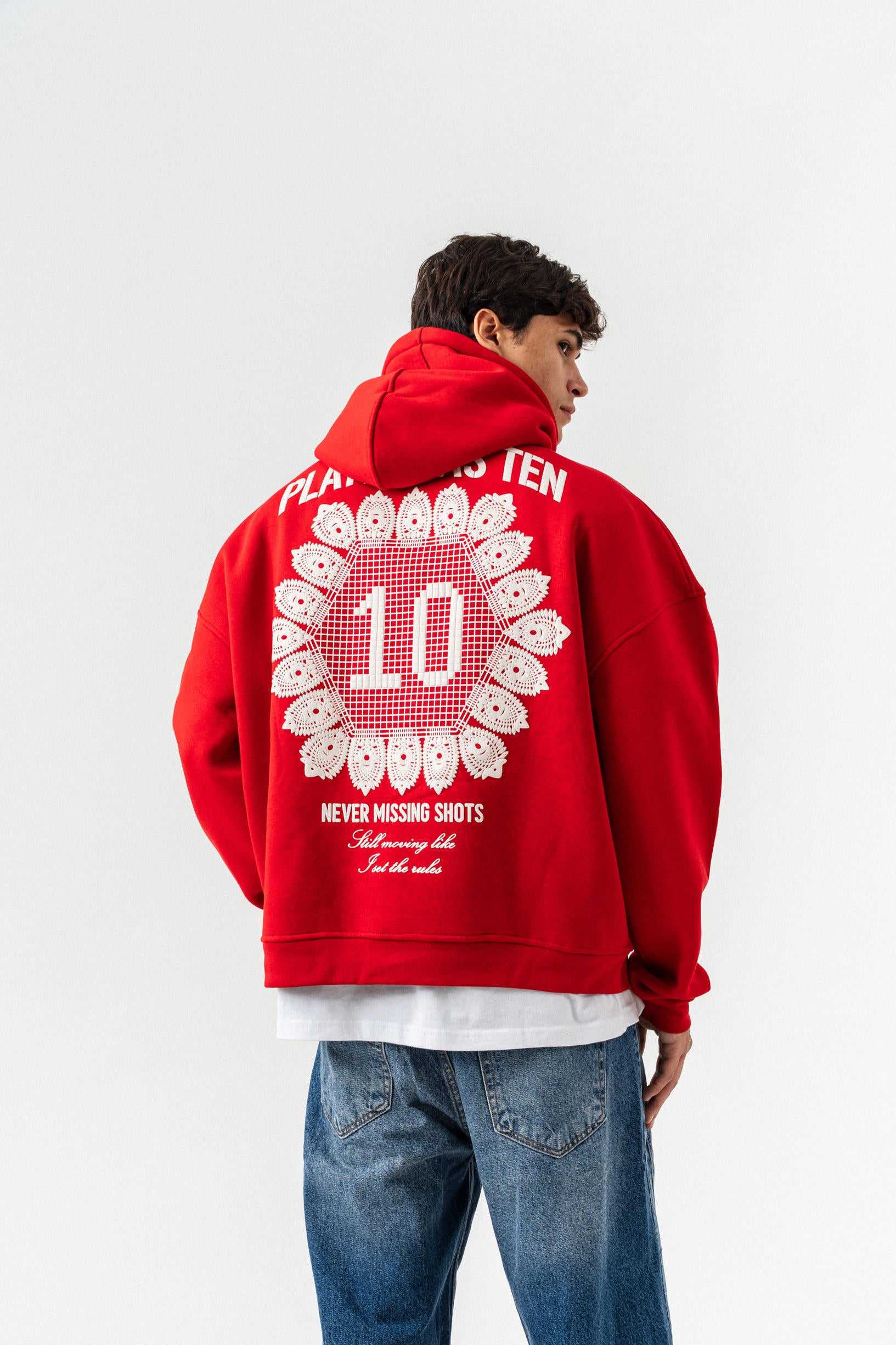 Playing 10 Kapüşonlu Oversize Sweatshirt - Kırmızı