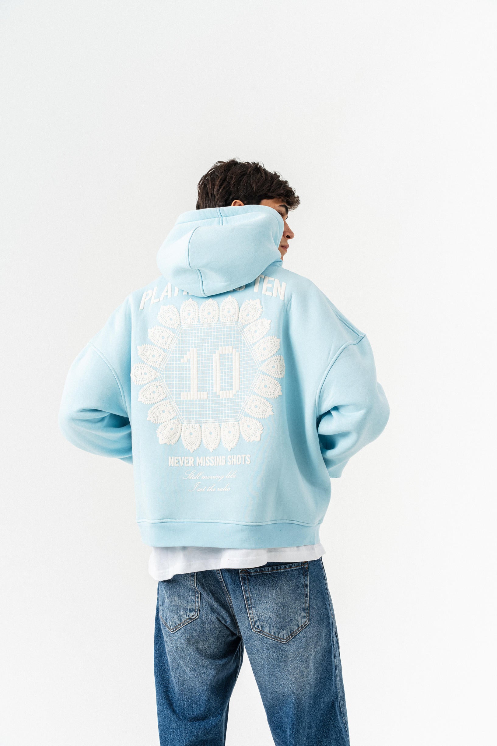 Playing 10 Kapüşonlu Oversize Sweatshirt - Bebe Mavisi