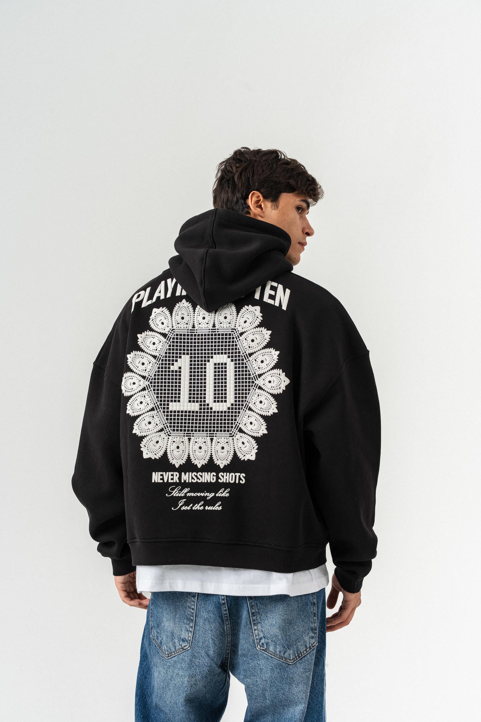 Playing 10 Kapüşonlu Oversize Sweatshirt - Siyah