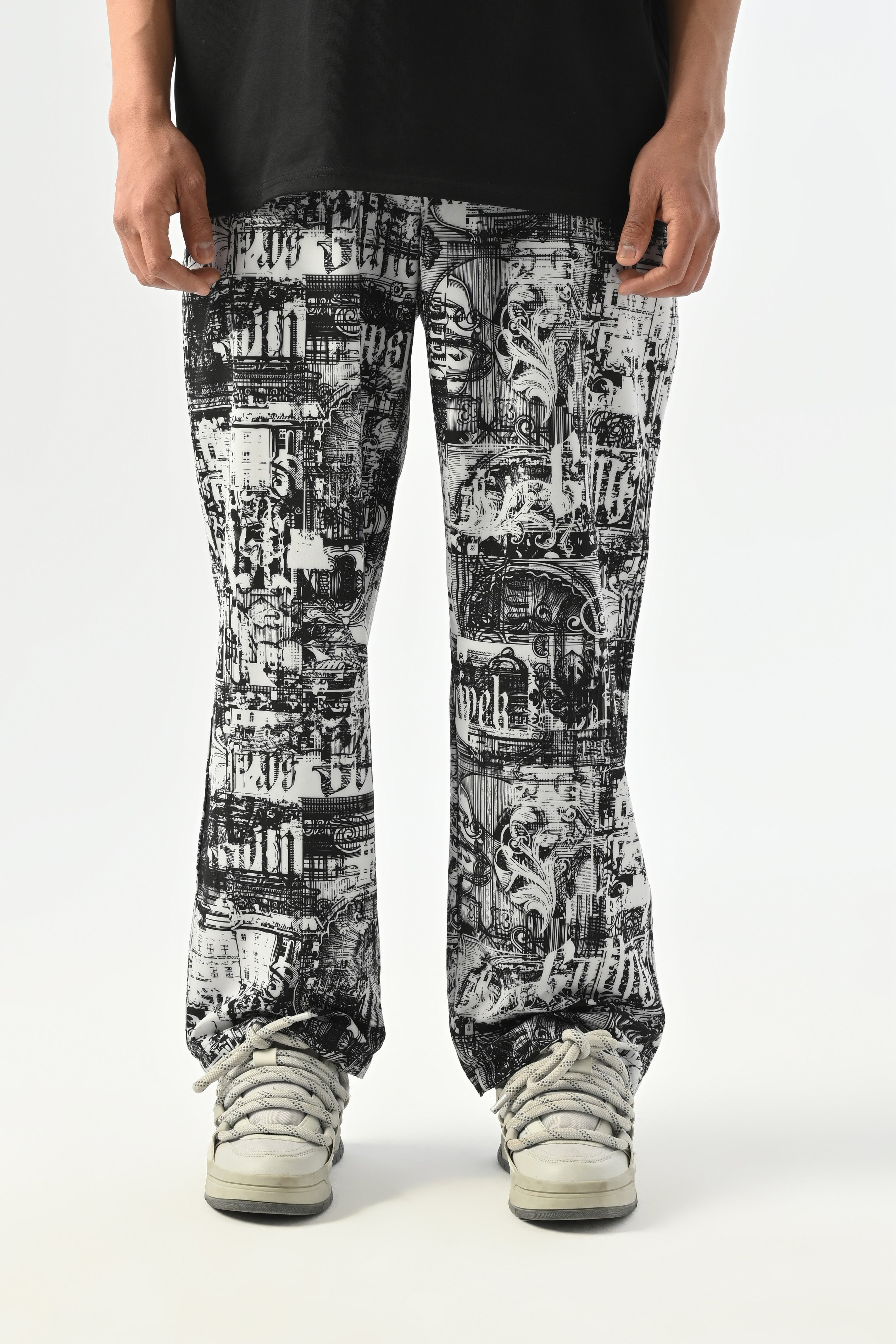 Paraşüt Kumaş Baggy Pantolon - Beyaz