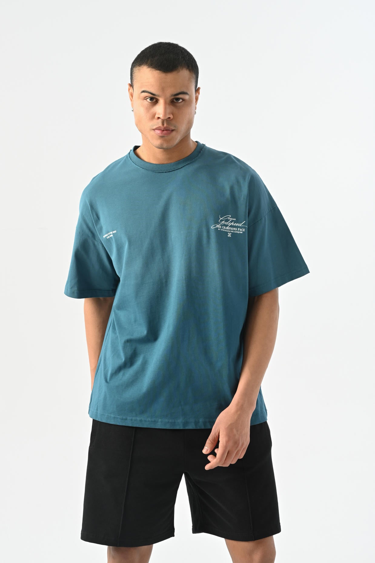 The World Spray Pattern T-shirt - Petrol Blue