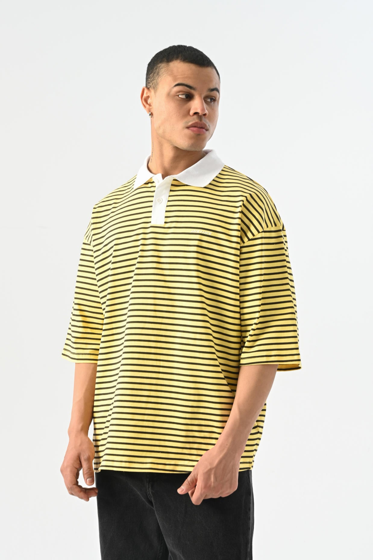 Çizgili Polo Yaka T-shirt - Sarı