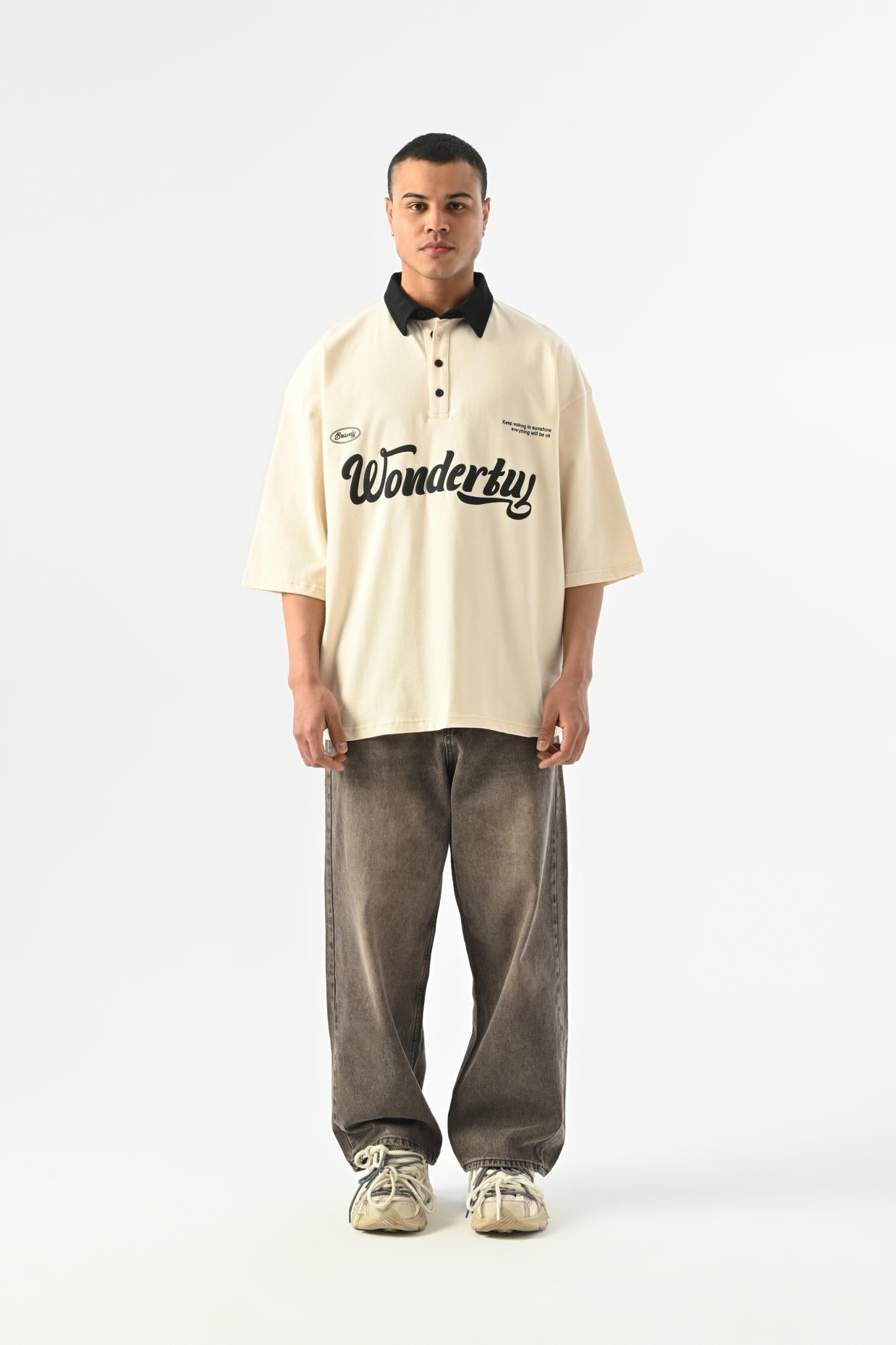 Wonderful Polo Yaka T-shirt - Kemik