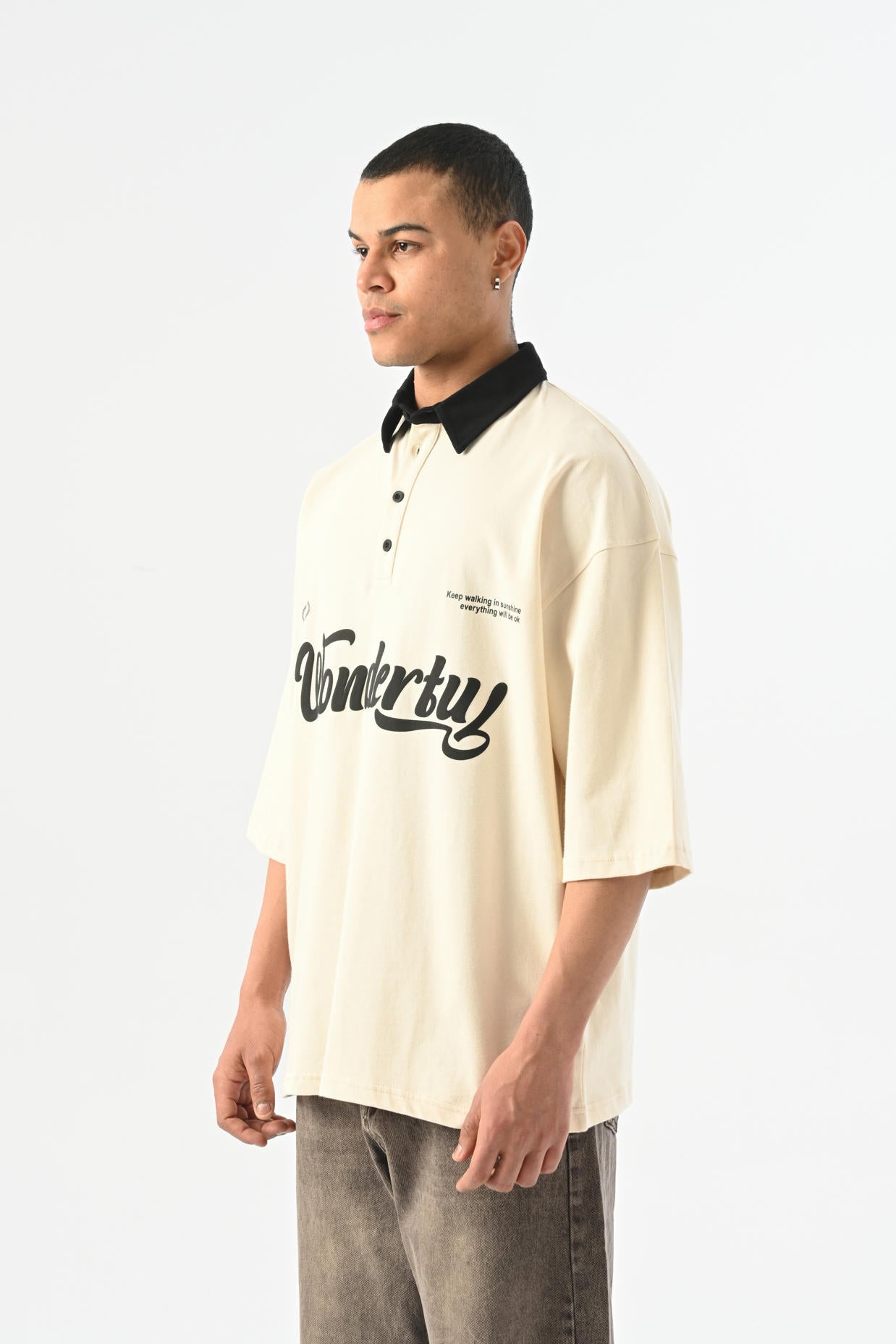 Wonderful Polo Yaka T-shirt - Kemik