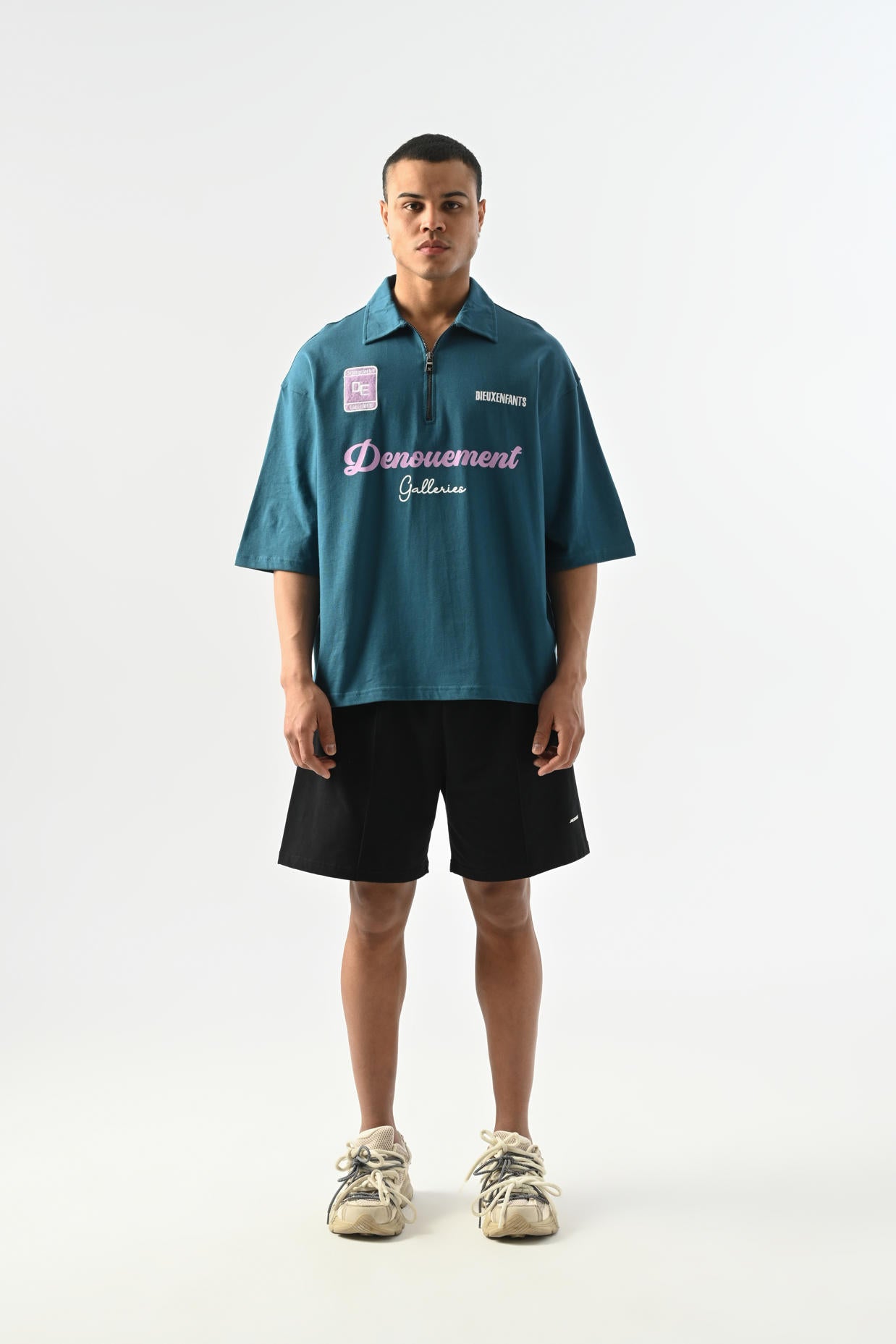 Denouement Yarım Fermuarlı Polo Yaka T-shirt - Petrol Mavisi