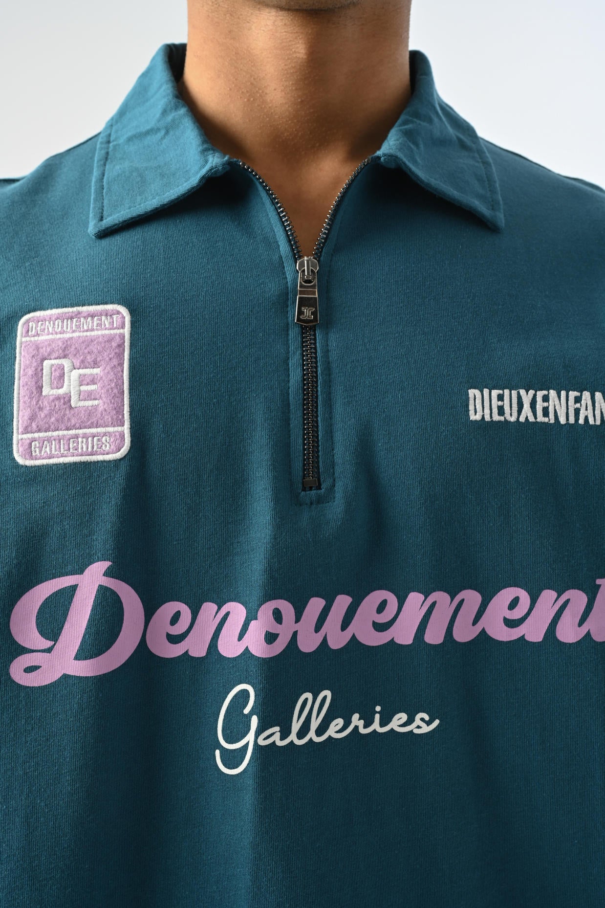 Denouement Yarım Fermuarlı Polo Yaka T-shirt - Petrol Mavisi