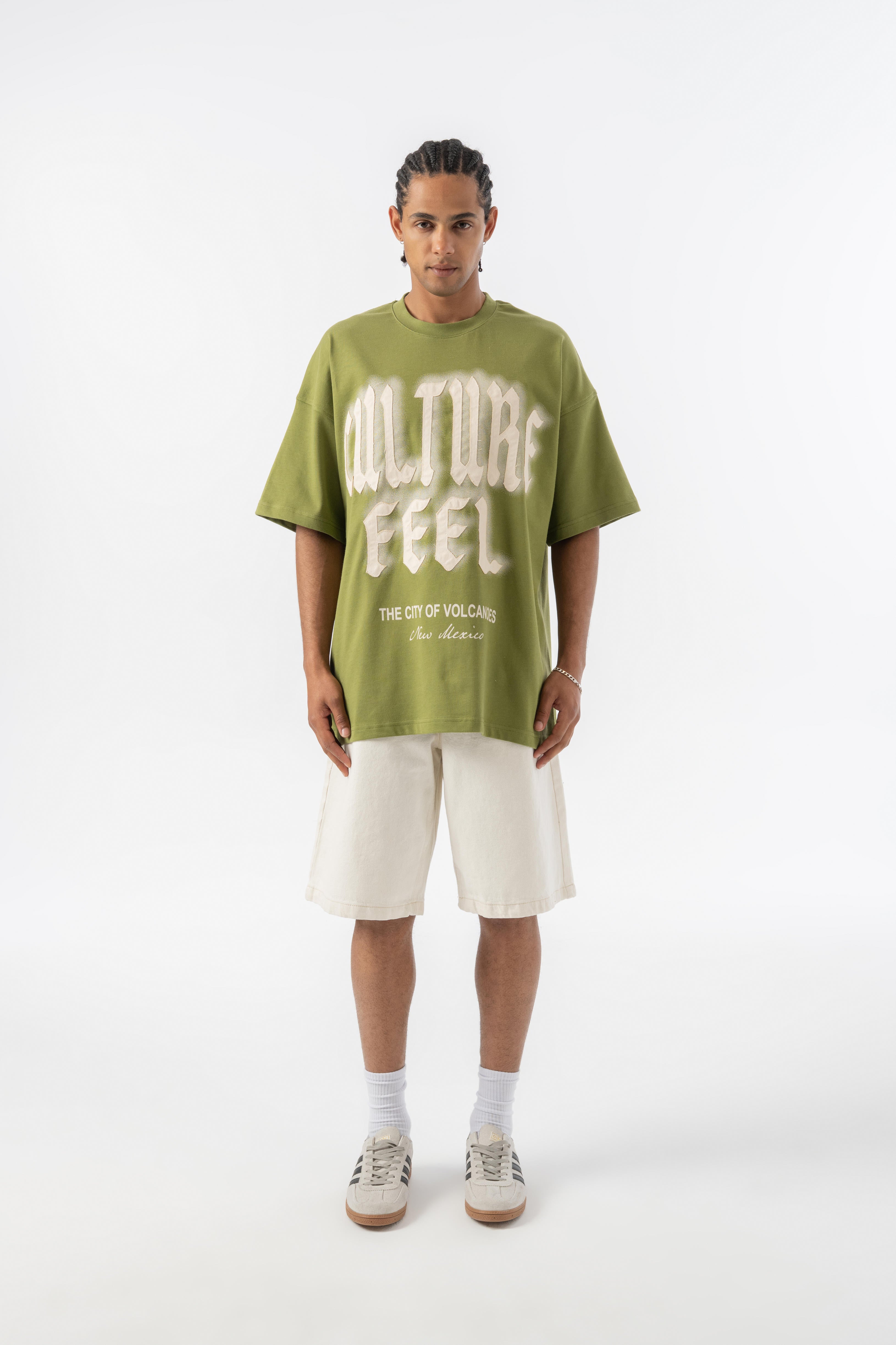 Culture Feel Oversize T-shirt - Haki