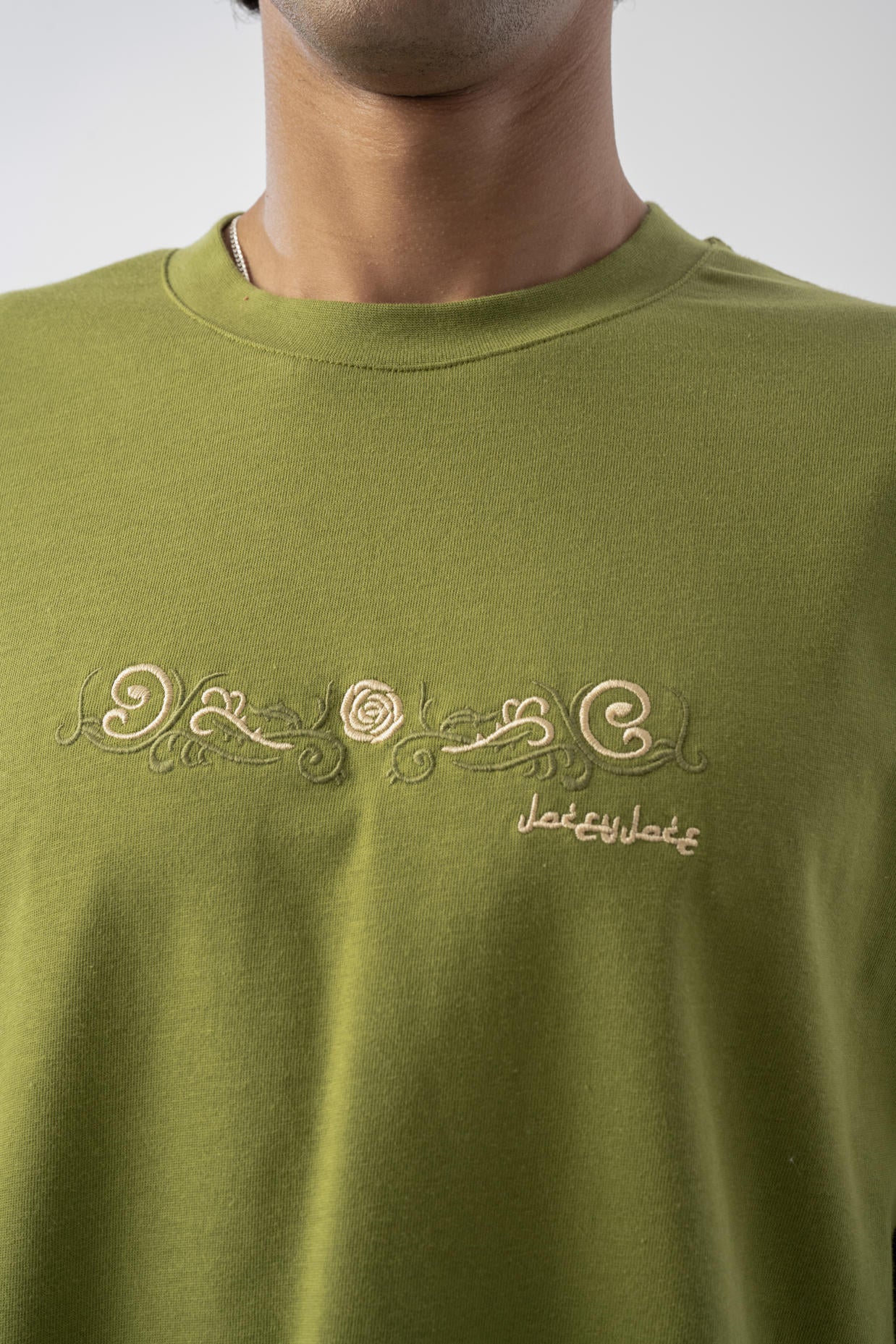 Nakış Detaylı Oversize T-shirt - Haki