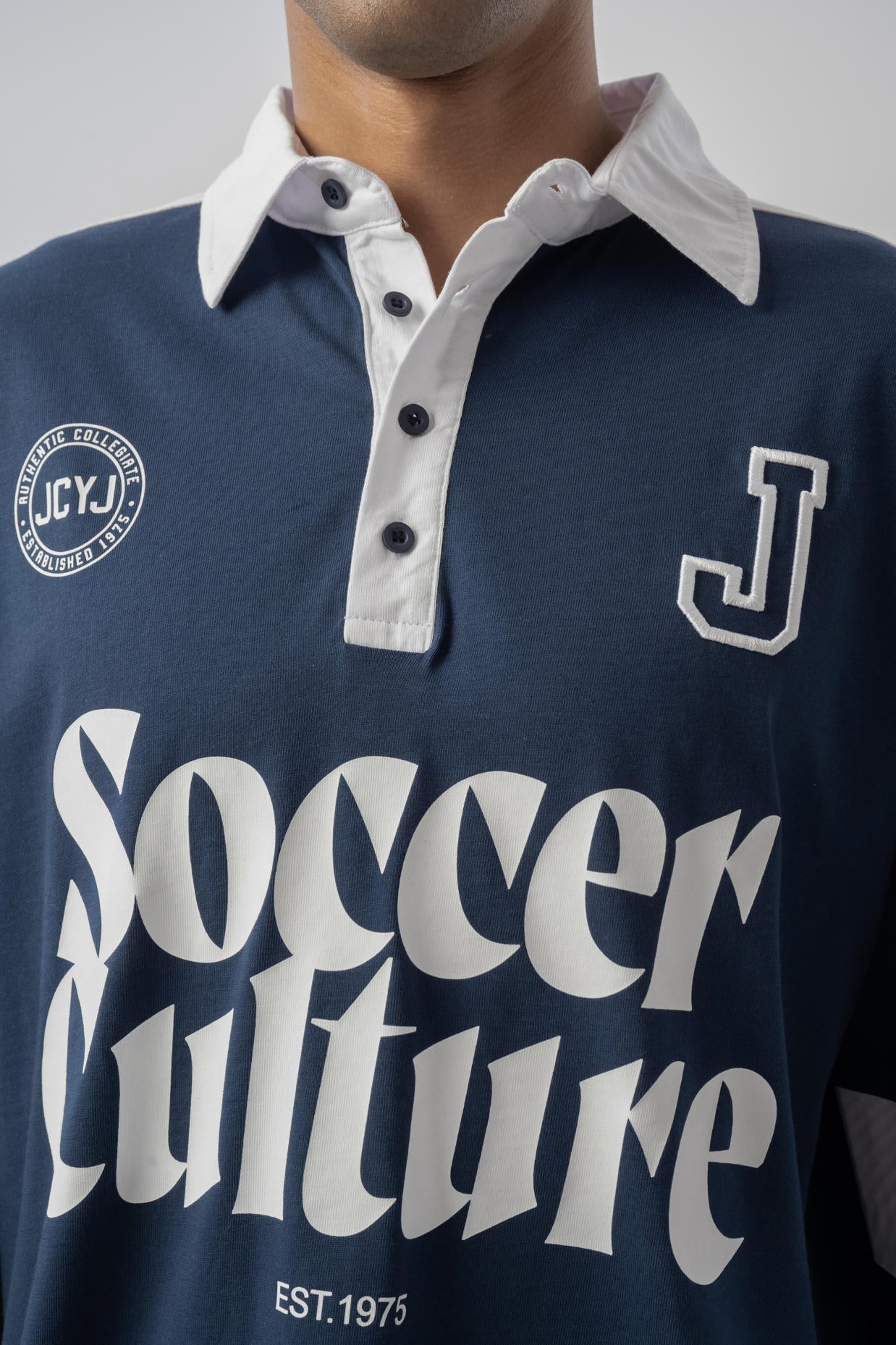 Футболка-поло с надписью «Soccer Culture» — темно-синяя