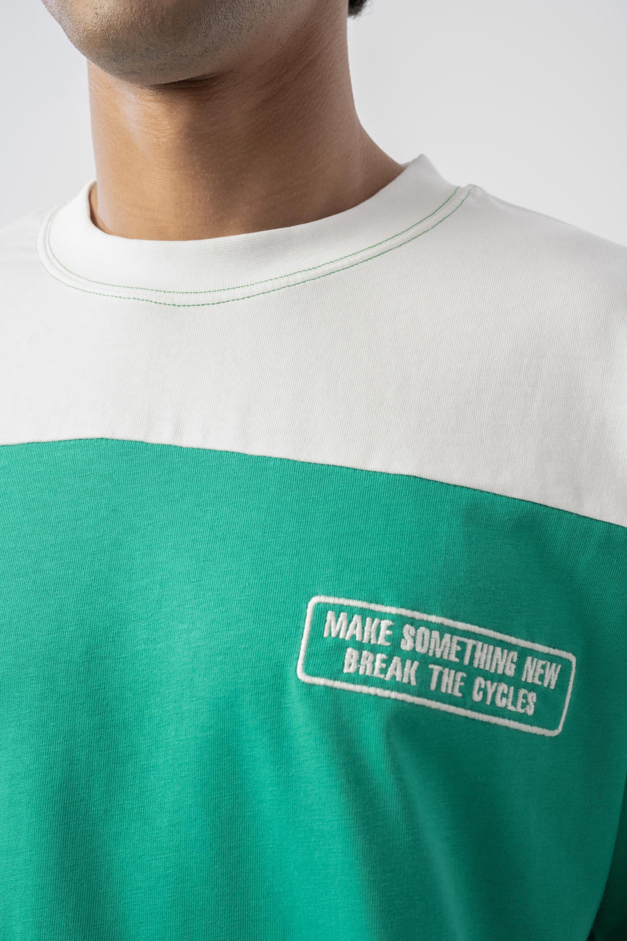 Çizgili Oversize T-shirt - Yeşil