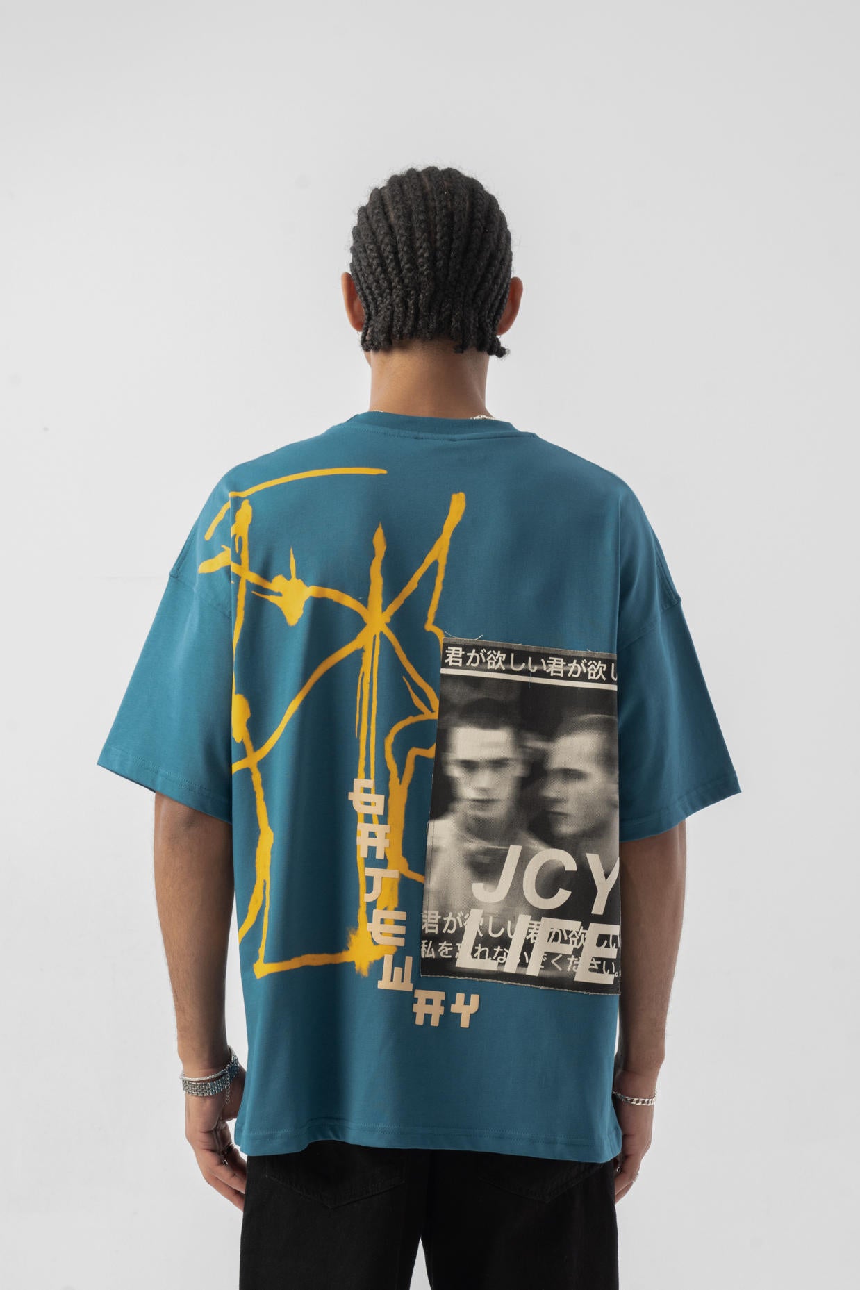 Patch Detaylı Oversize T-shirt - Petrol Mavisi