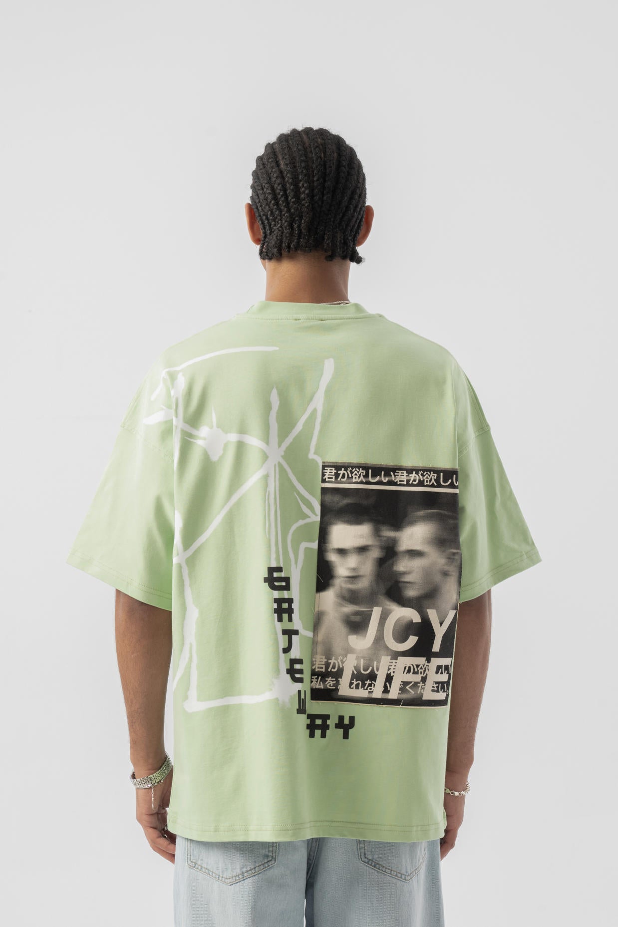 Patch Detaylı Oversize T-shirt - Mint