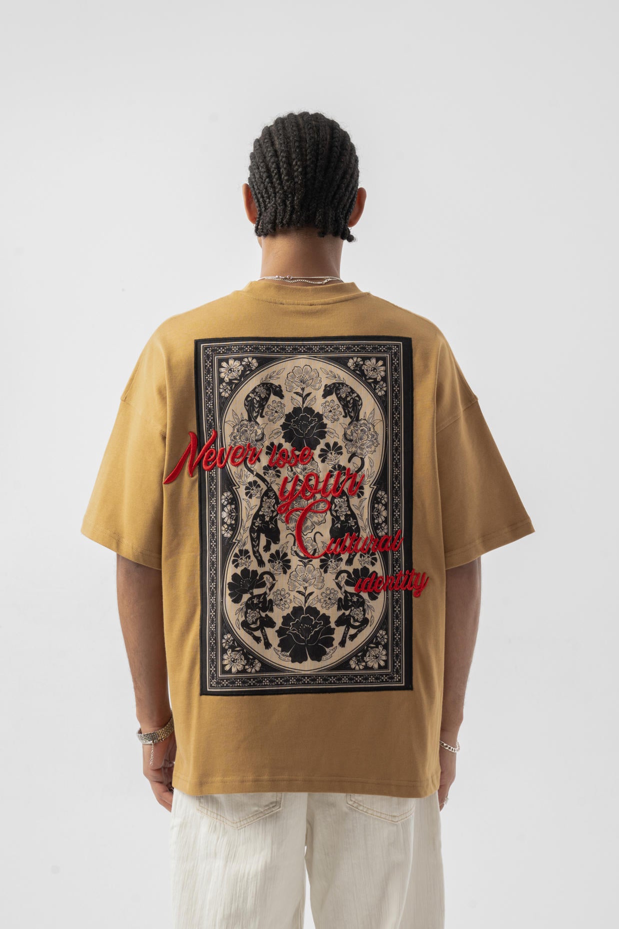 Nakış Detaylı Oversize T-shirt - Camel