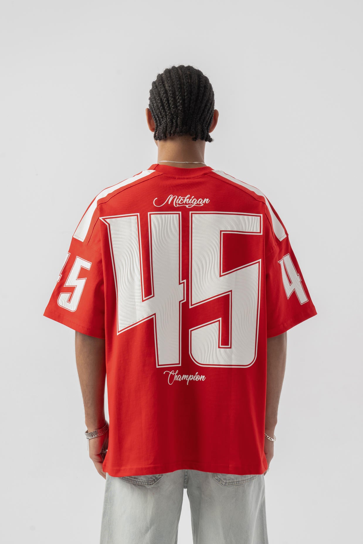 45 Baskılı Oversize T-shirt - Kırmızı