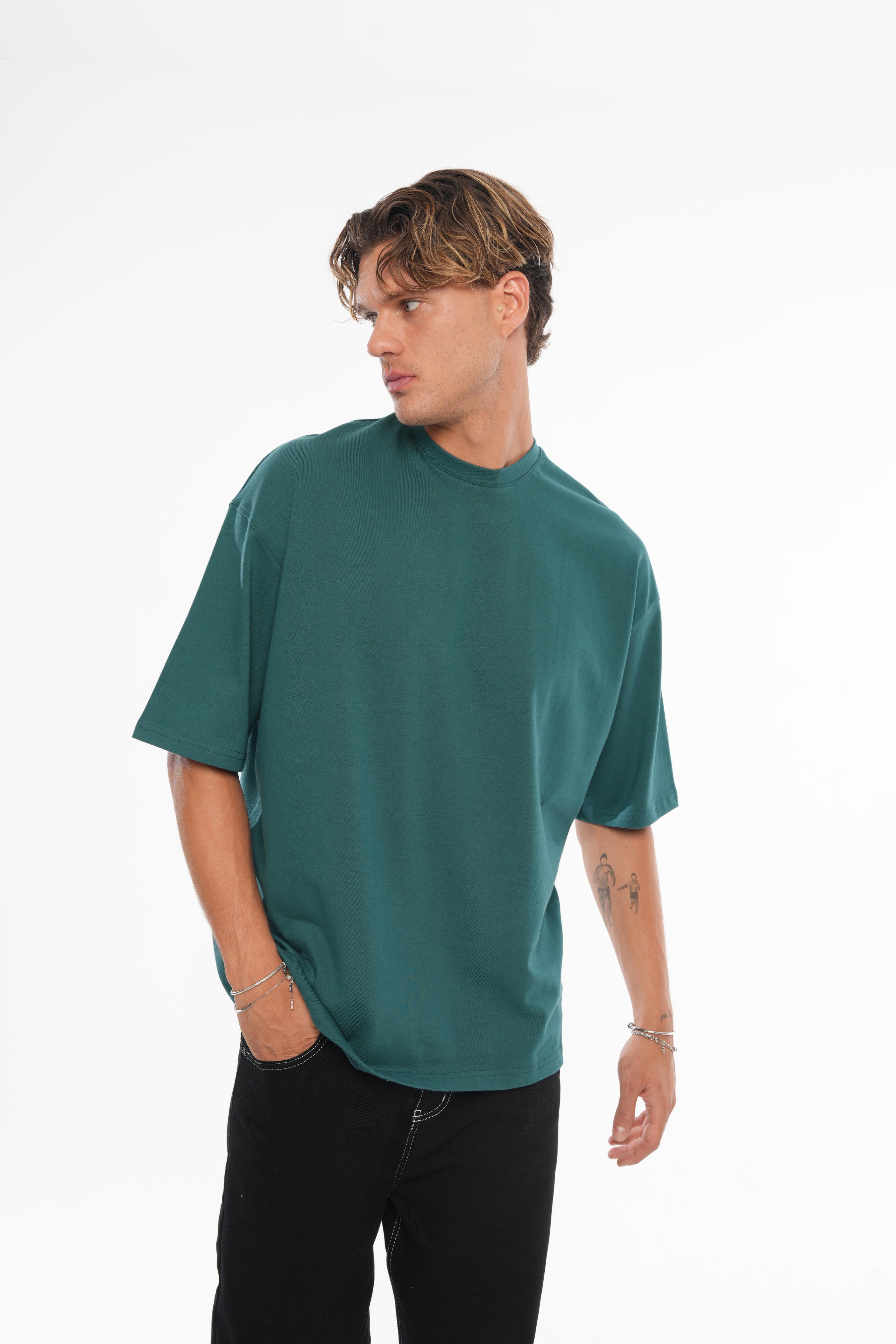 Basic Oversize T-shirt - Petrol Yeşili