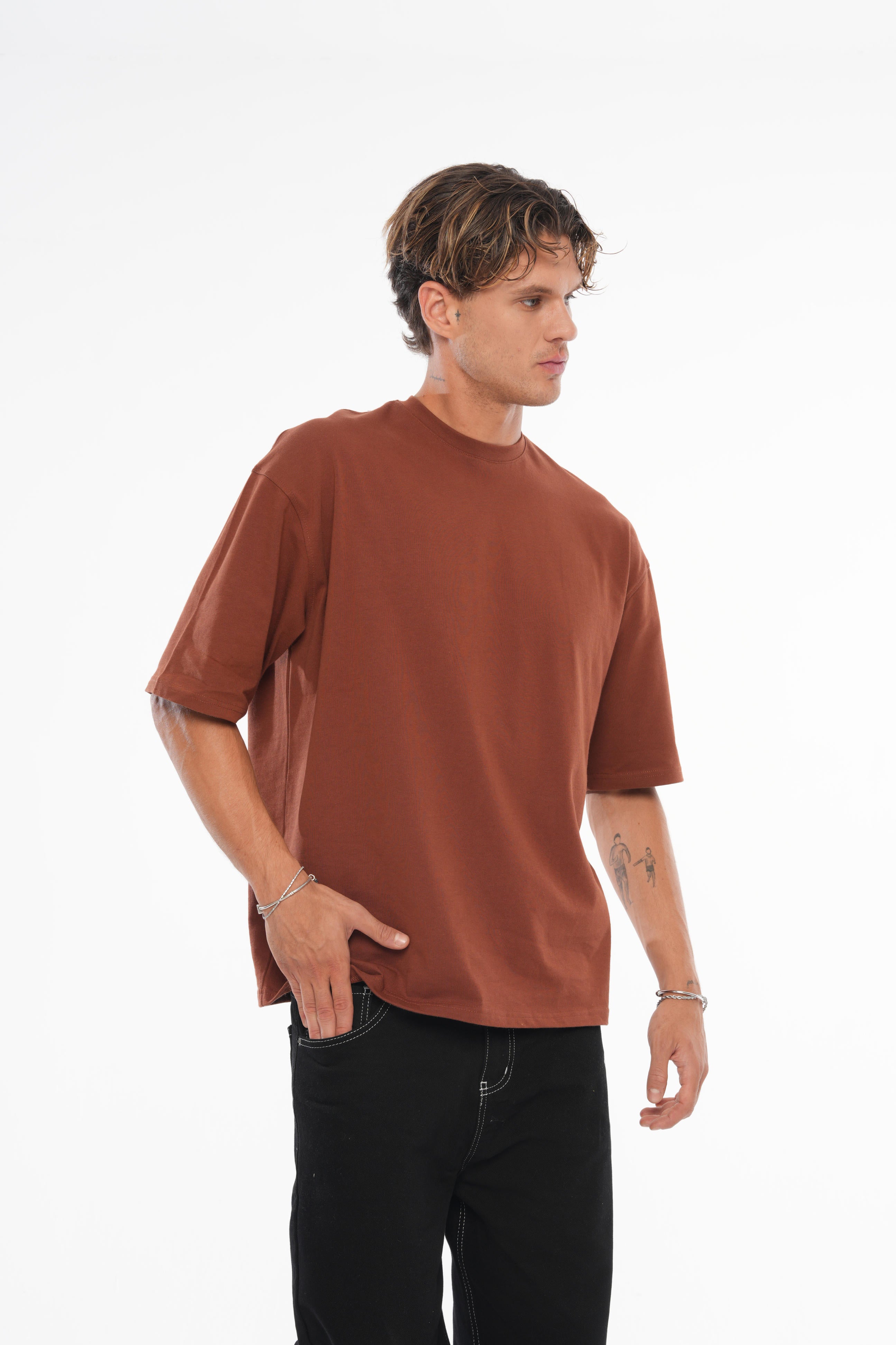Basic Oversize T-shirt - Kahverengi