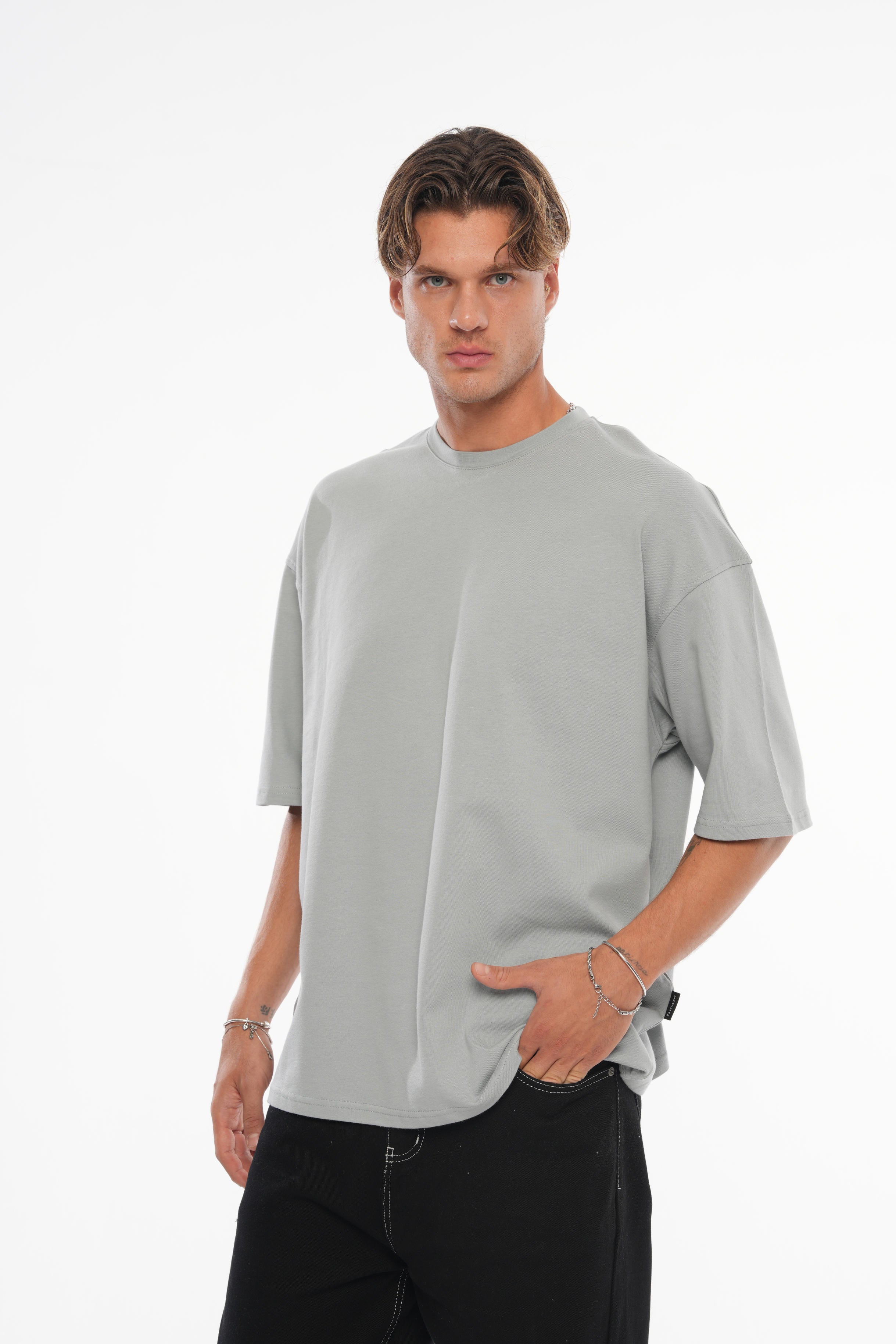 Basic Oversize T-shirt - Gri