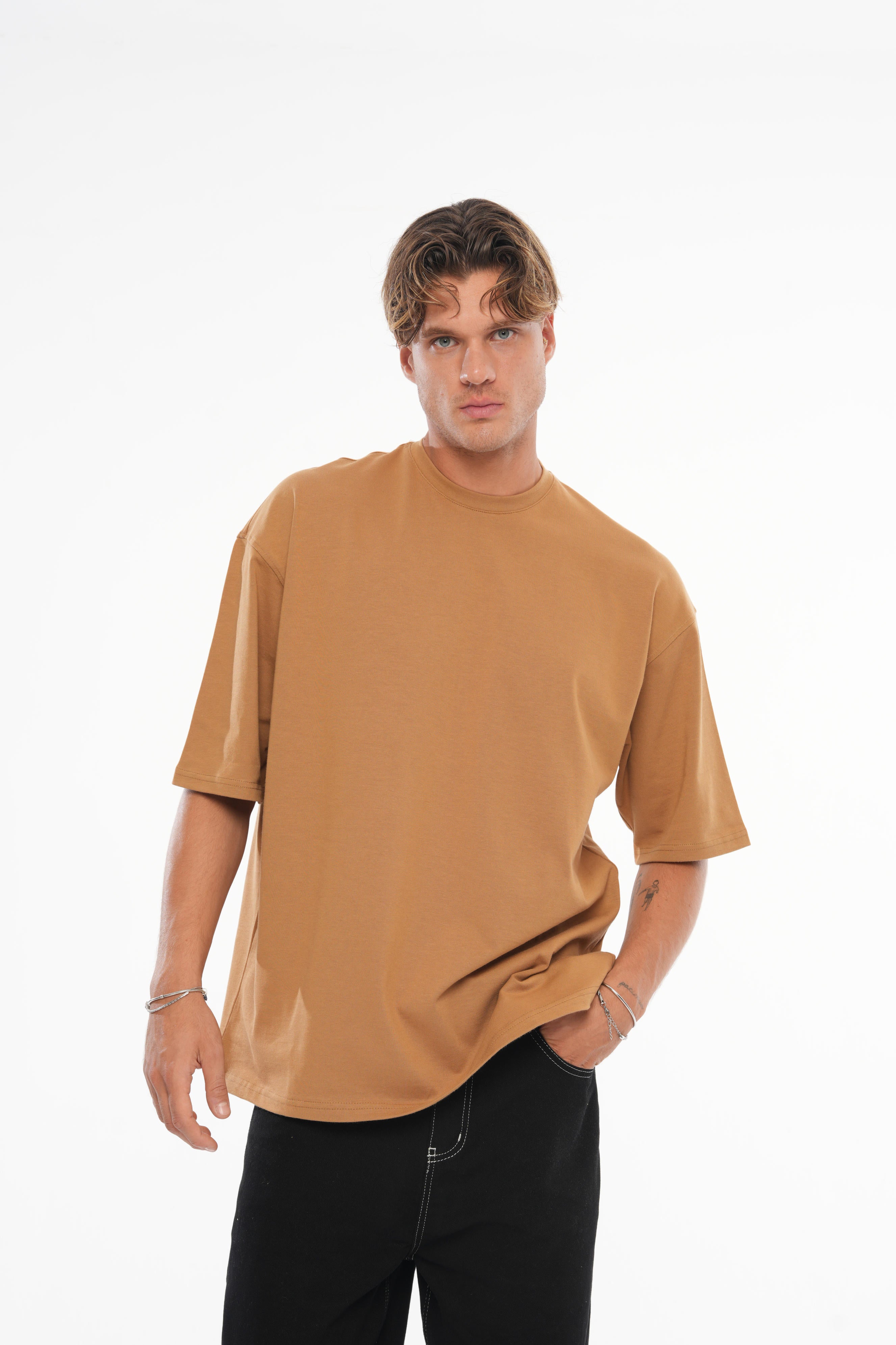 Basic Oversize T-shirt - Açık Kahve