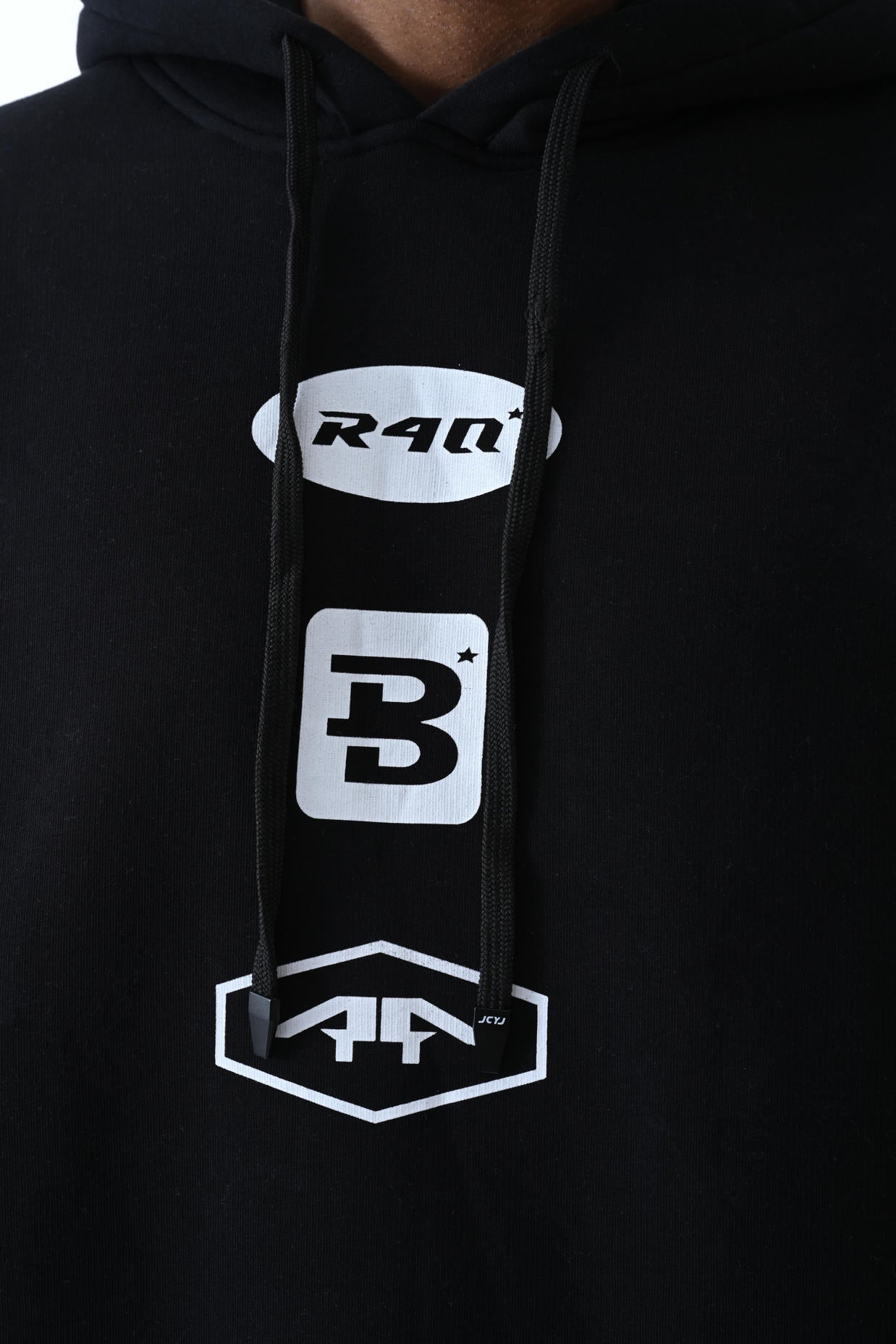 Baskılı Kapüşonlu Oversize Sweatshirt - Siyah