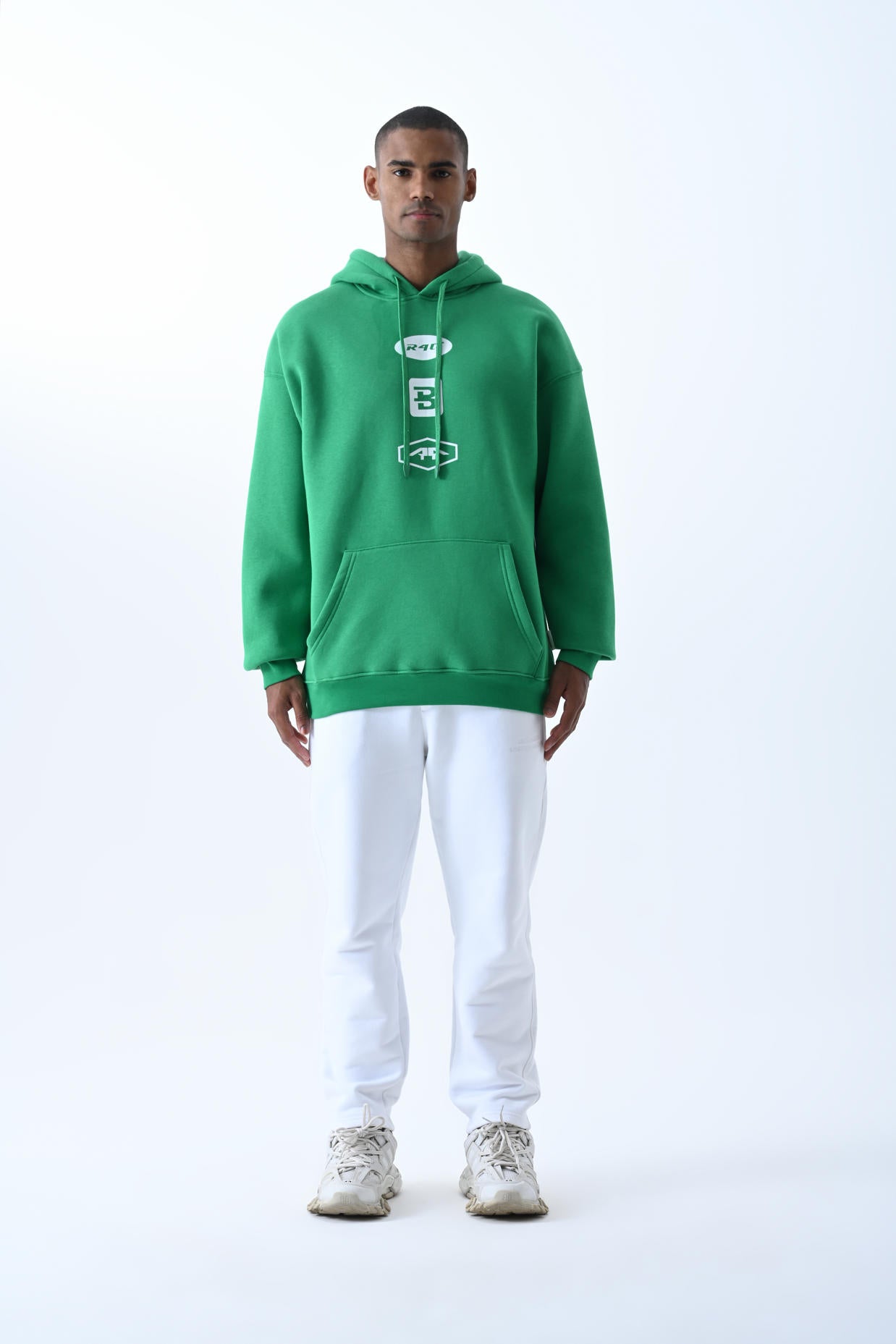 Printed Hooded Oversize Sweatshirt - Green