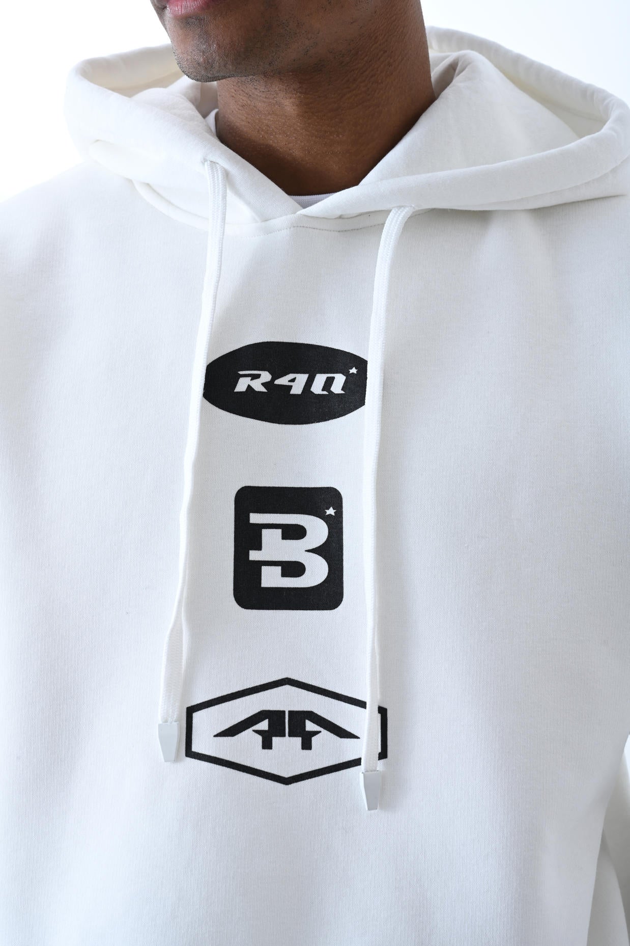 Printed Hooded Oversize Sweatshirt - White