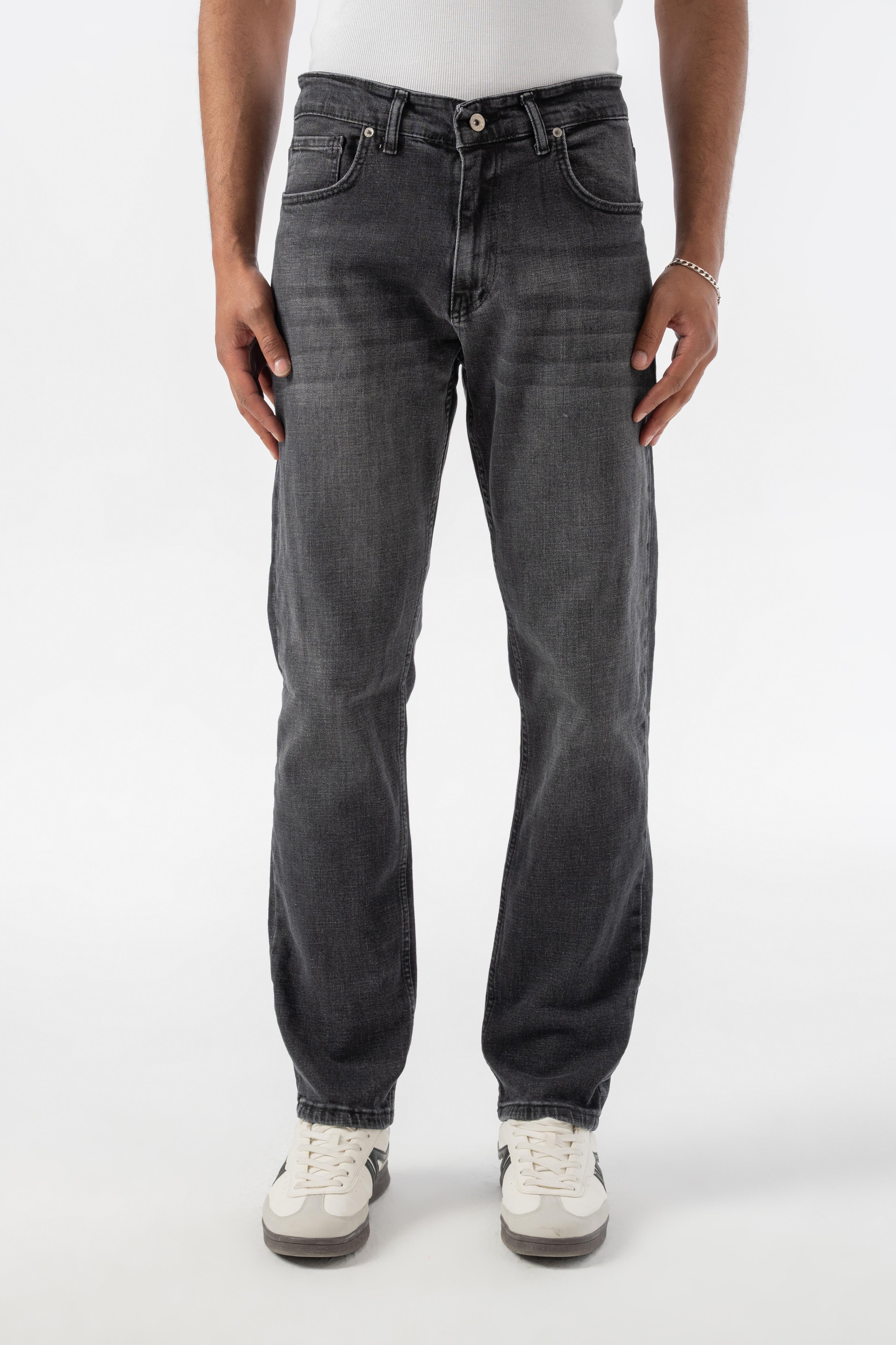 Taşlamalı Regular Jean Pantolon - Füme