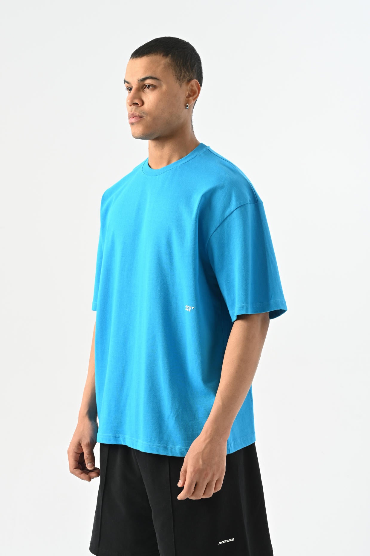 Life Baskılı Oversize T-shirt - Mavi