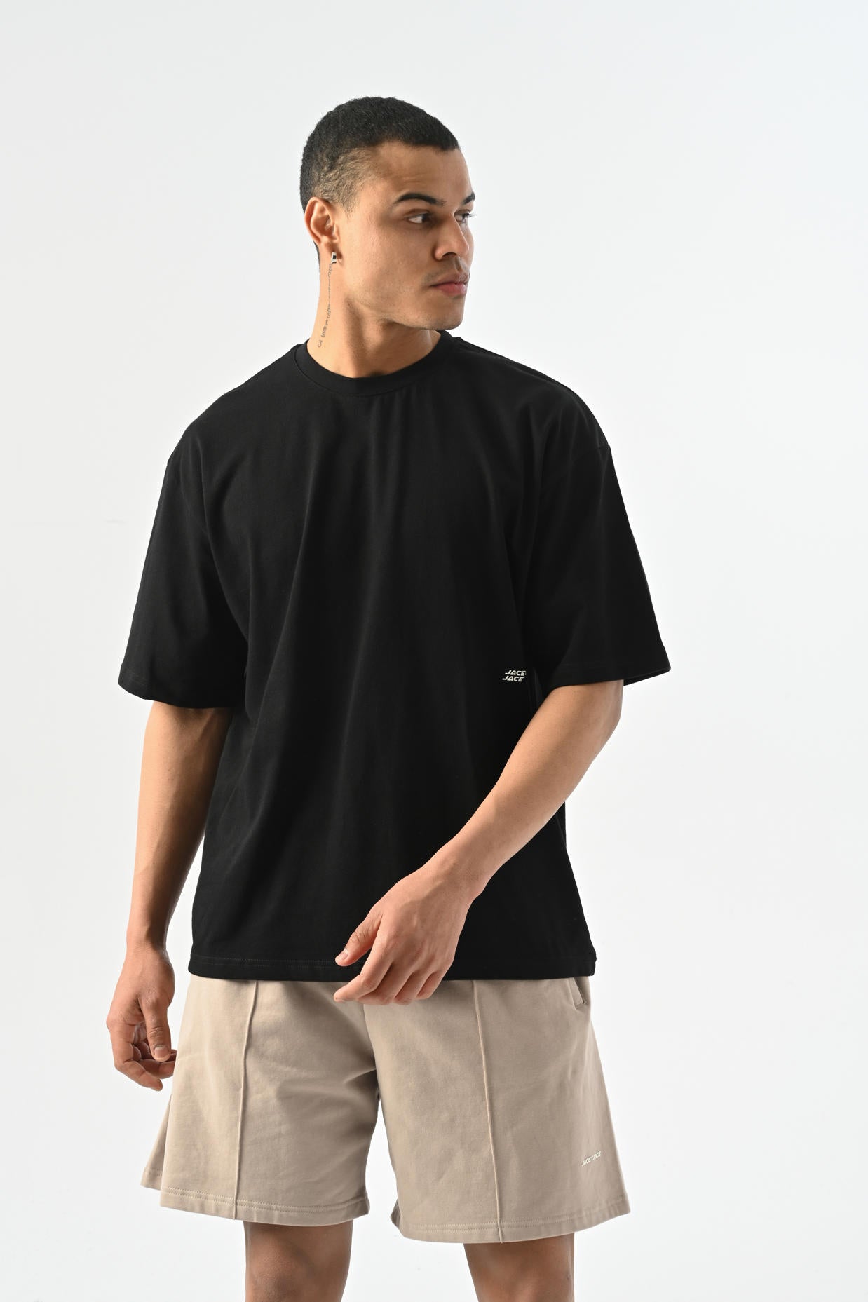 Life Baskılı Oversize T-shirt - Siyah